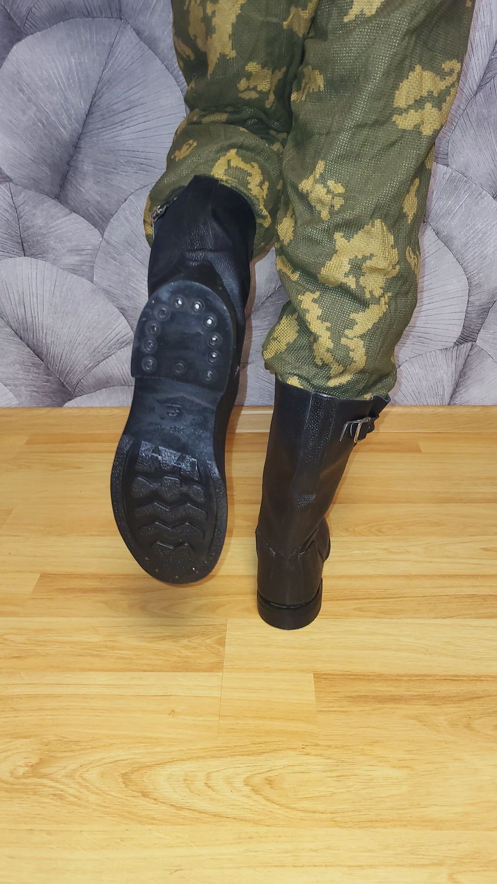 Soviet USSR Kirza Afghanka Boots with Side Buckle