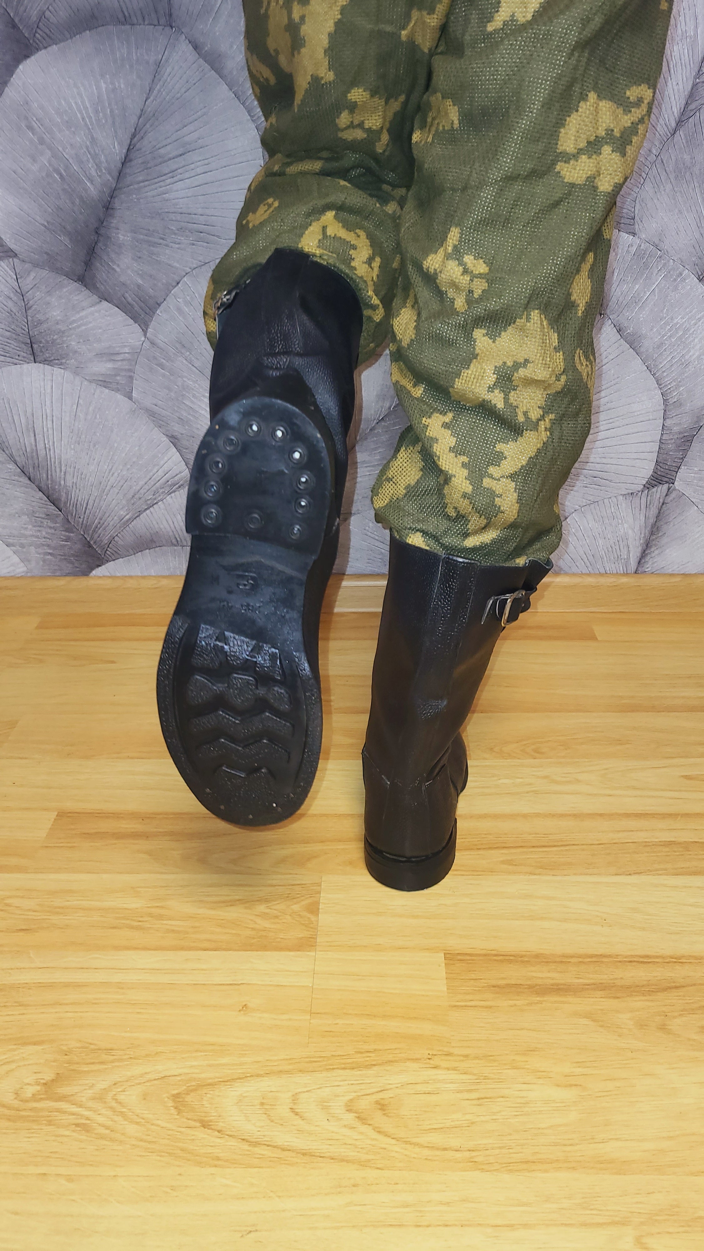 Soviet USSR Kirza Afghanka Boots with Side Buckle