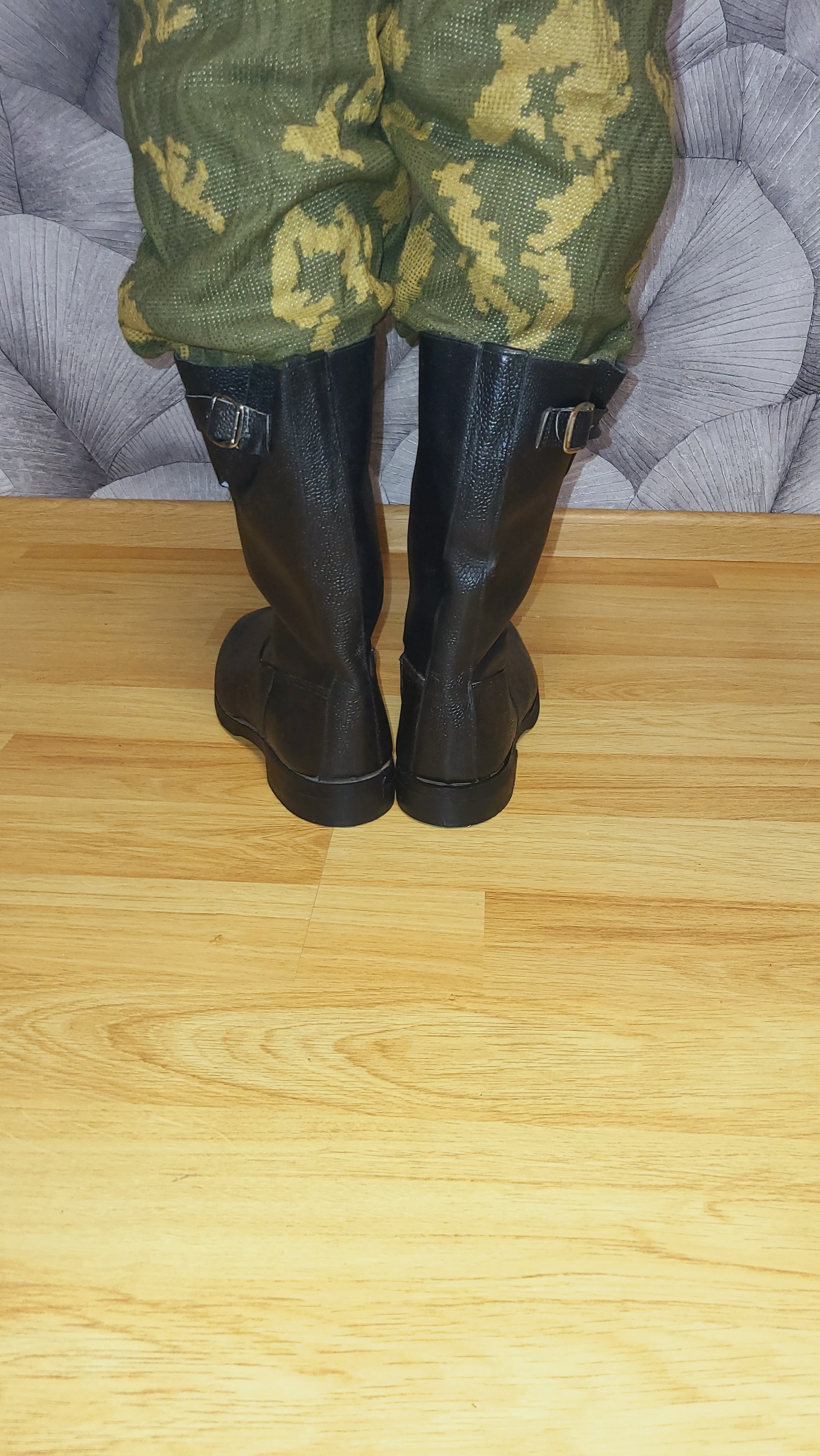 Soviet USSR Kirza Afghanka Boots with Side Buckle
