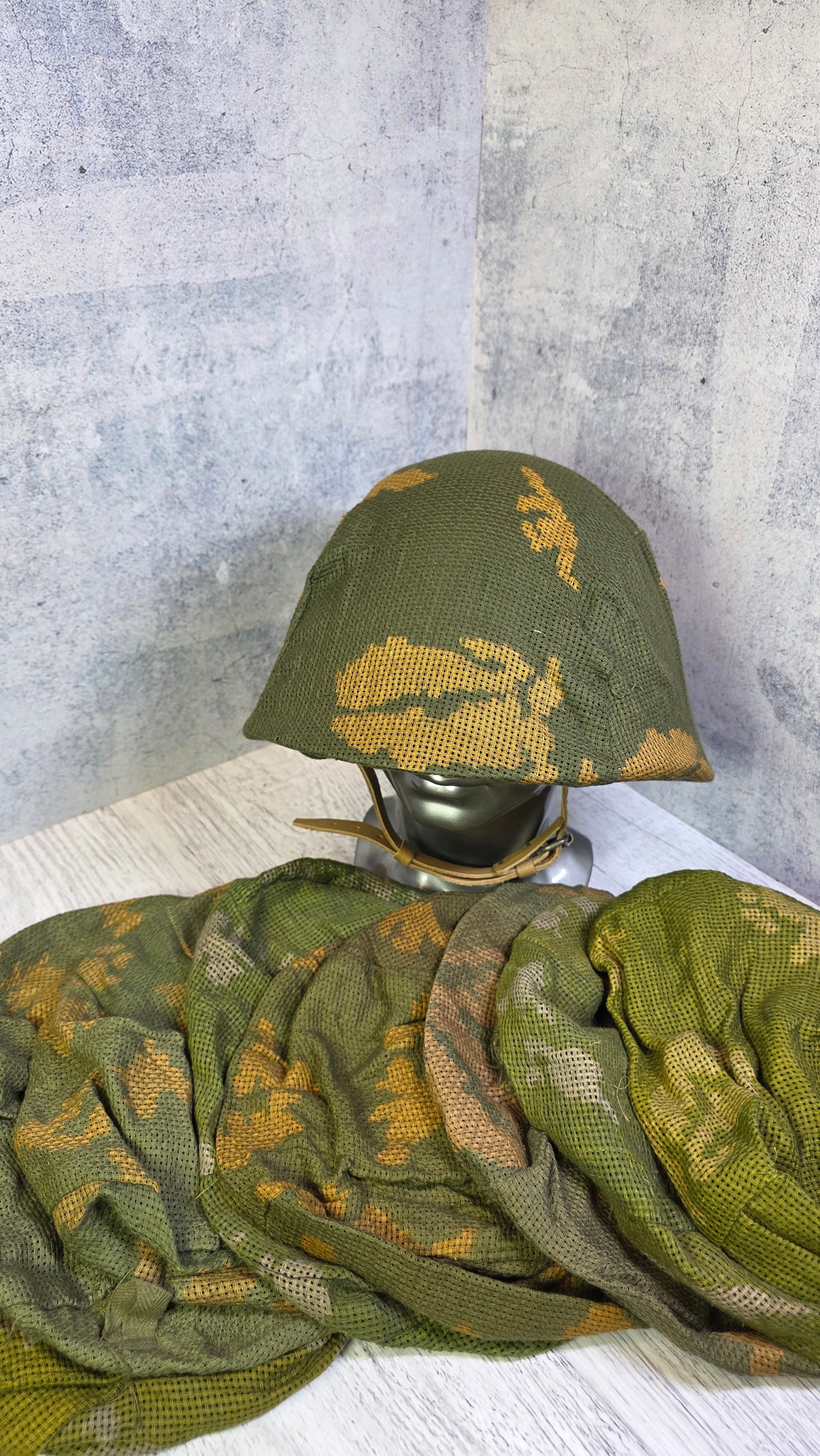 Soviet USSR KZS Helmet Cover Vintage Berezka Camouflage Steel Helmet Camo Net Cover - Legend Returns Vintage
