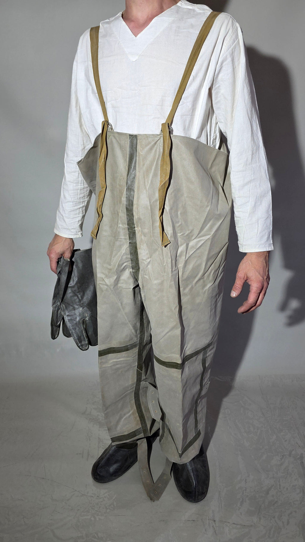Soviet USSR L-1 Protective Suit Rubberized Jacket Trousers Boot Covers Archival Set