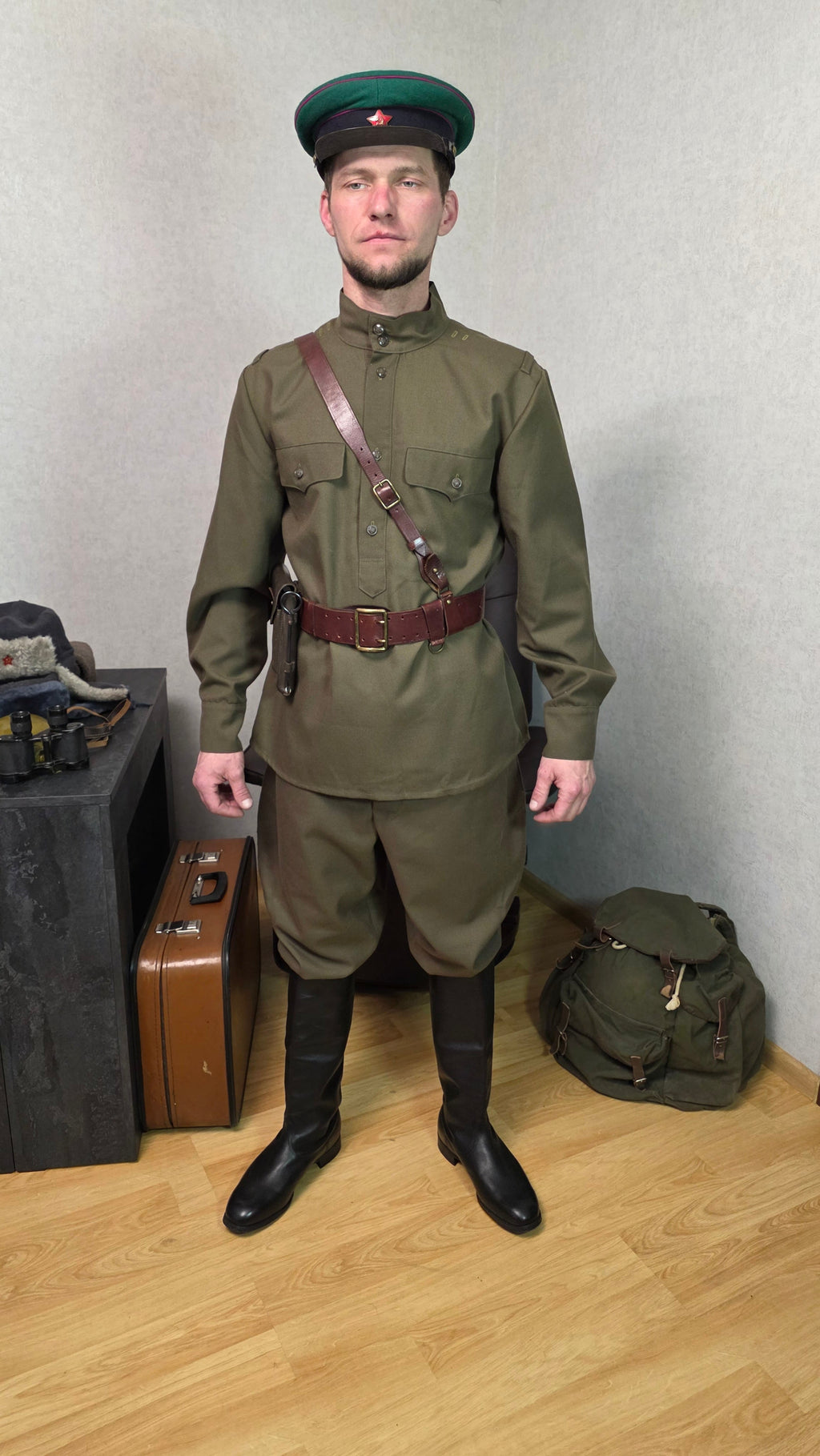 Soviet USSR NKVD Border Troops Officer Kit Gimnasterka Galife Furazhka Belt Set