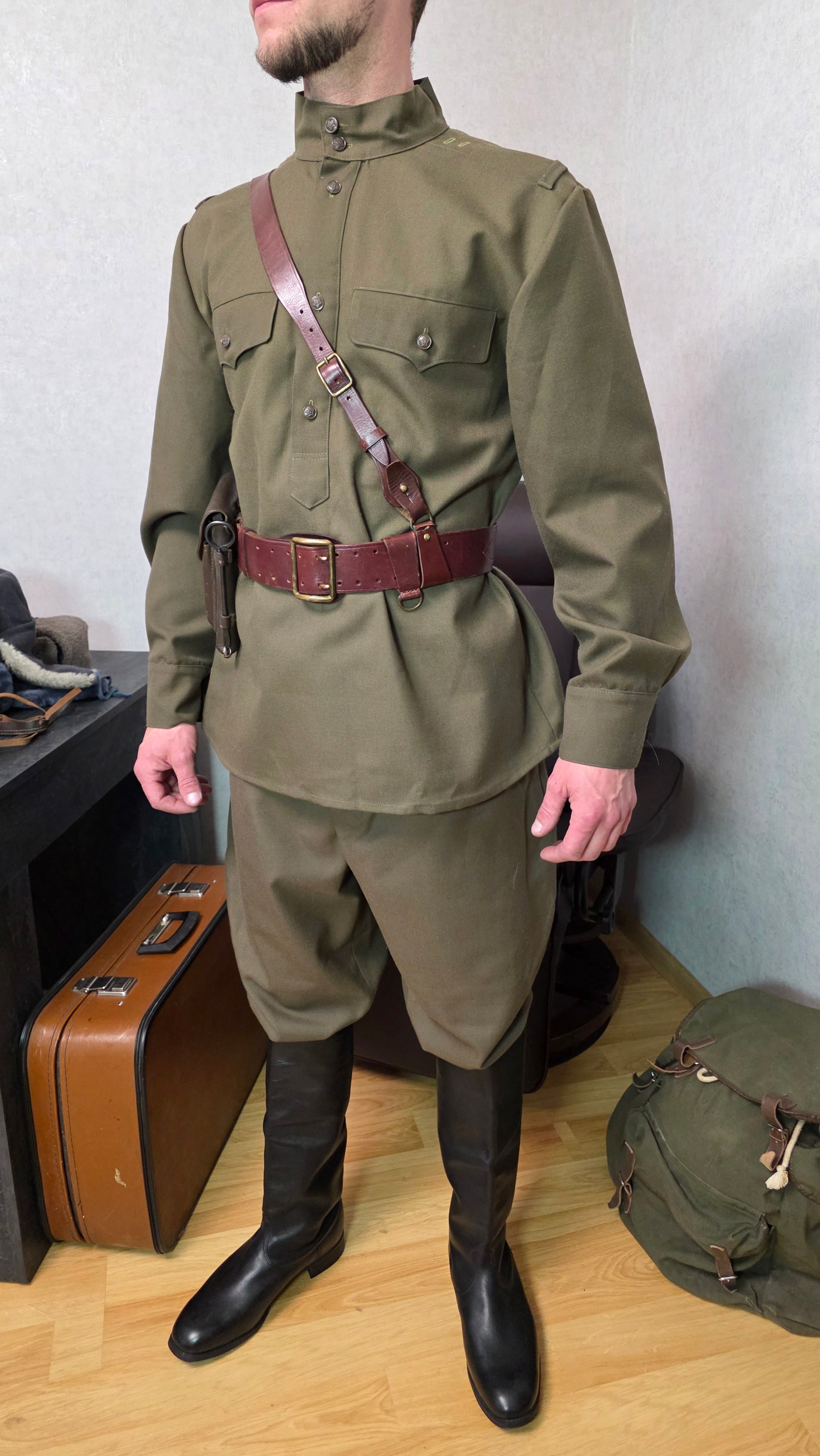 Soviet USSR NKVD Border Troops Officer Kit Gimnasterka Galife Furazhka Belt Set