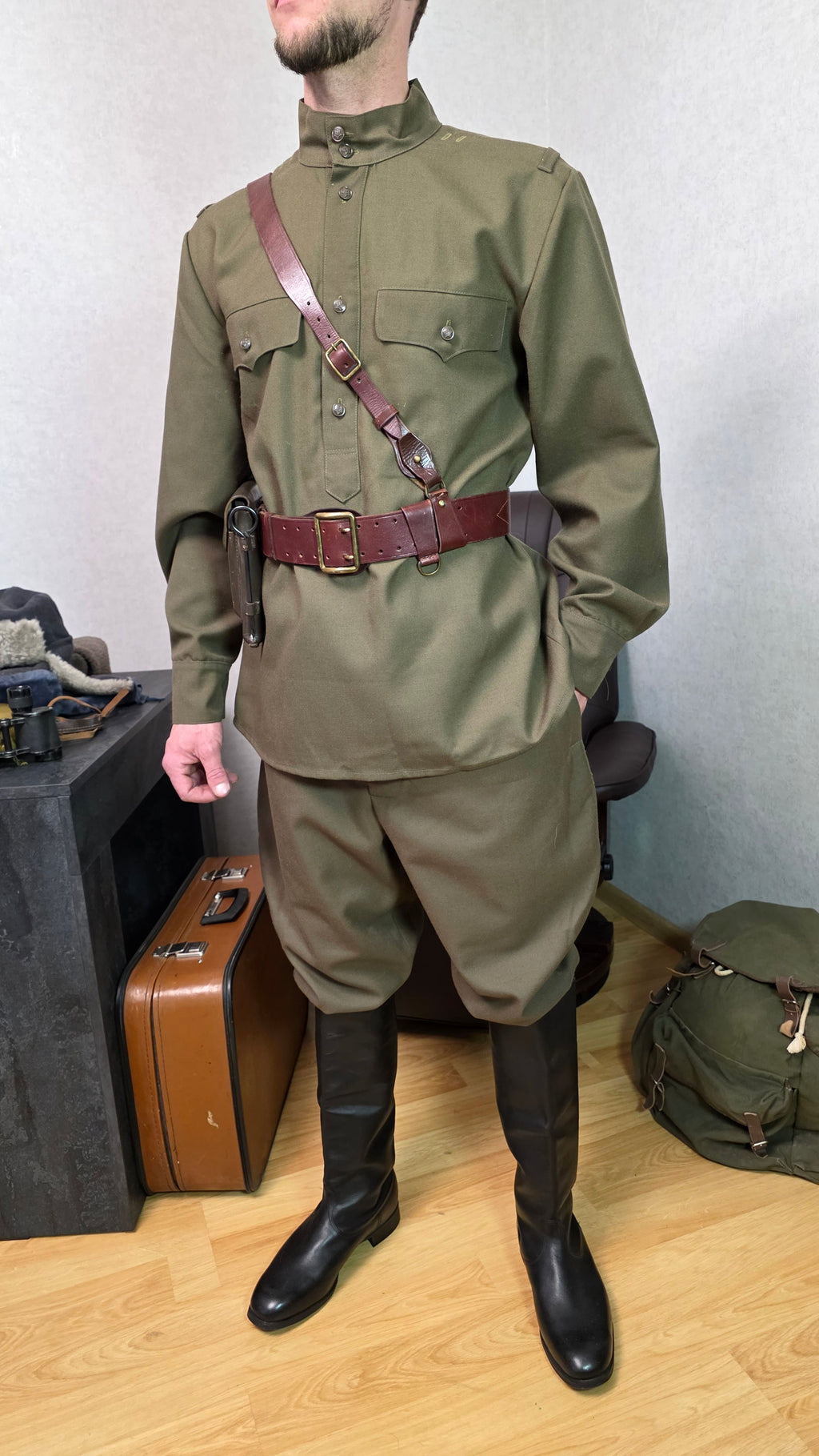 Soviet USSR NKVD Border Troops Officer Kit Gimnasterka Galife Furazhka Belt Set