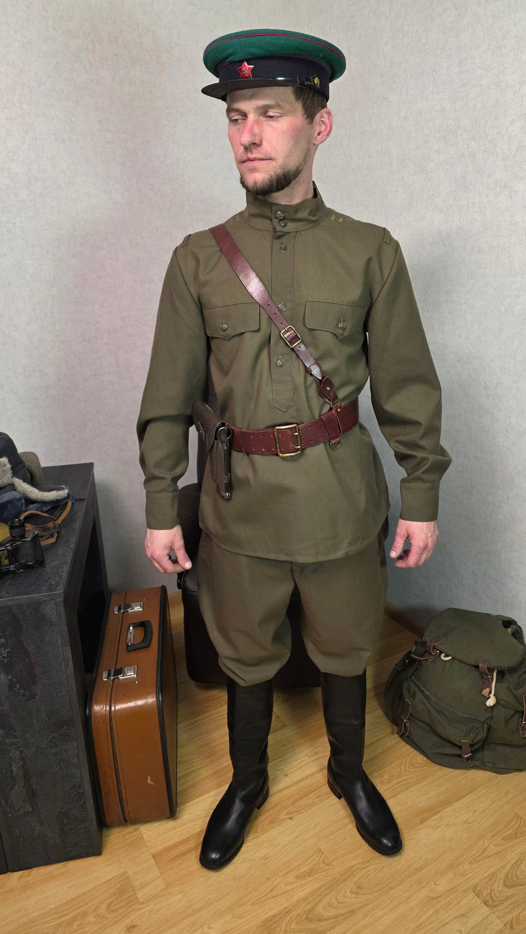 Soviet USSR NKVD Border Troops Officer Kit Gimnasterka Galife Furazhka Belt Set