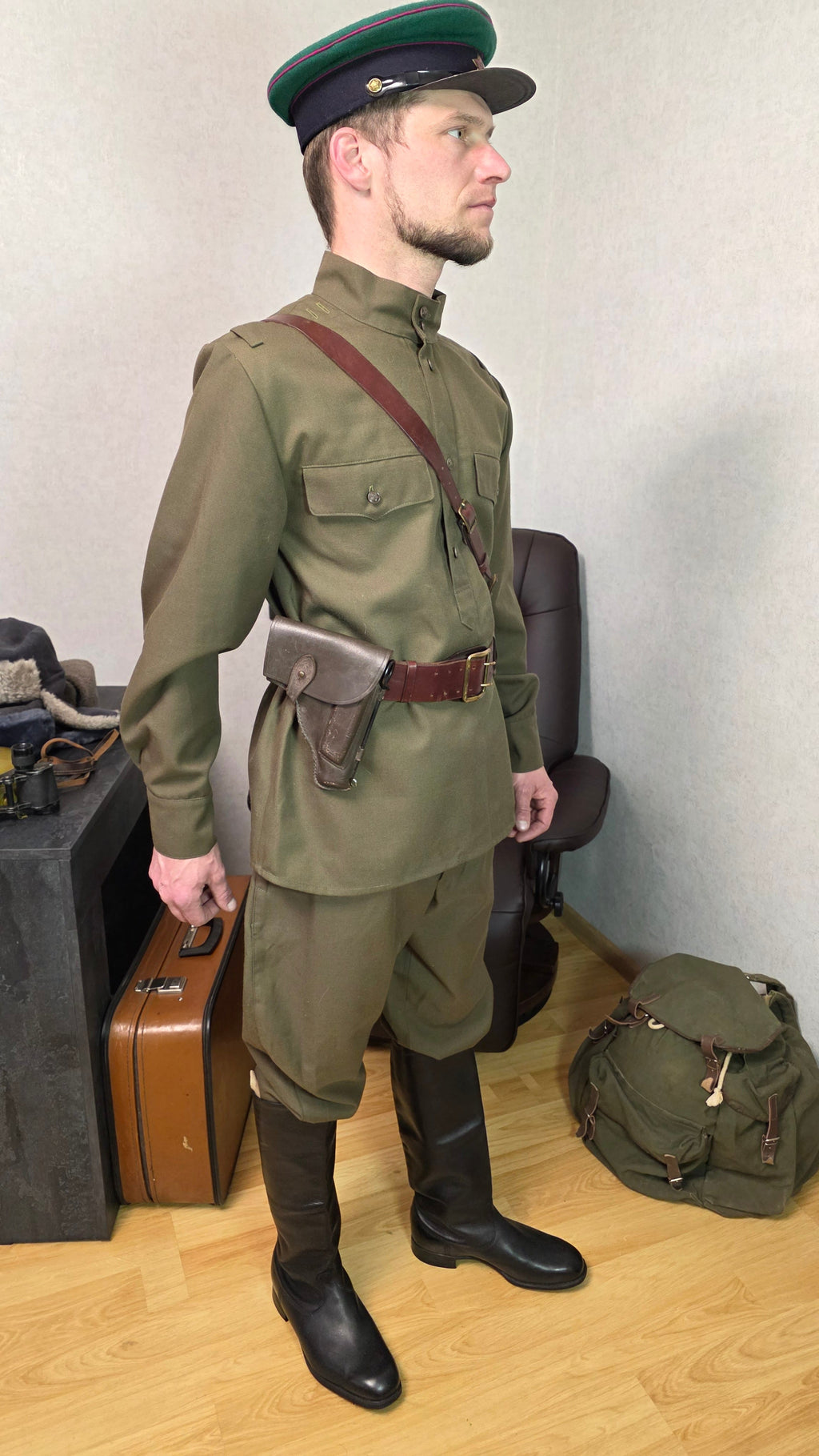 Soviet USSR NKVD Border Troops Officer Kit Gimnasterka Galife Furazhka Belt Set