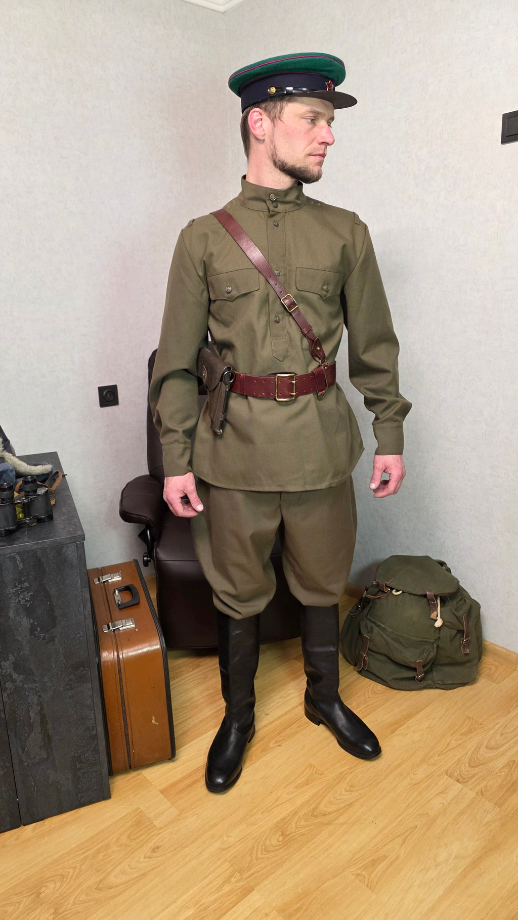 Soviet USSR NKVD Border Troops Officer Kit Gimnasterka Galife Furazhka Belt Set