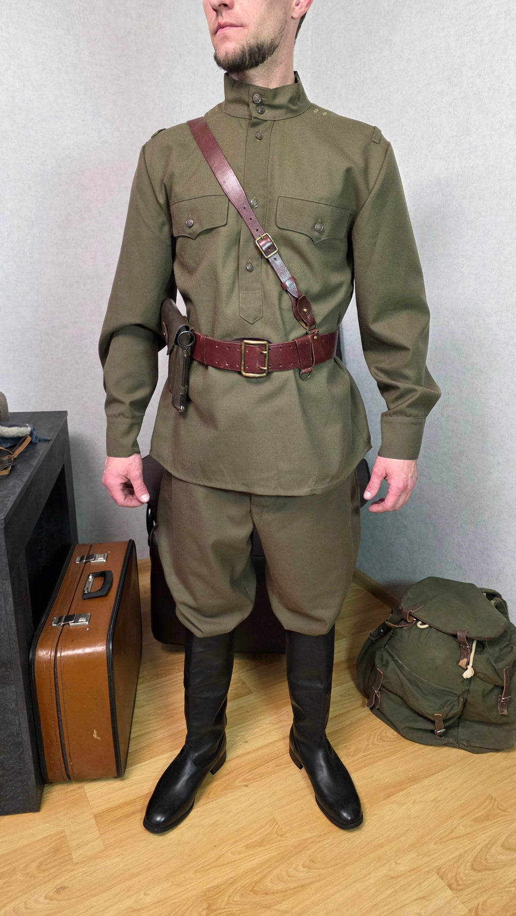 Soviet USSR NKVD Border Troops Officer Kit Gimnasterka Galife Furazhka Belt Set