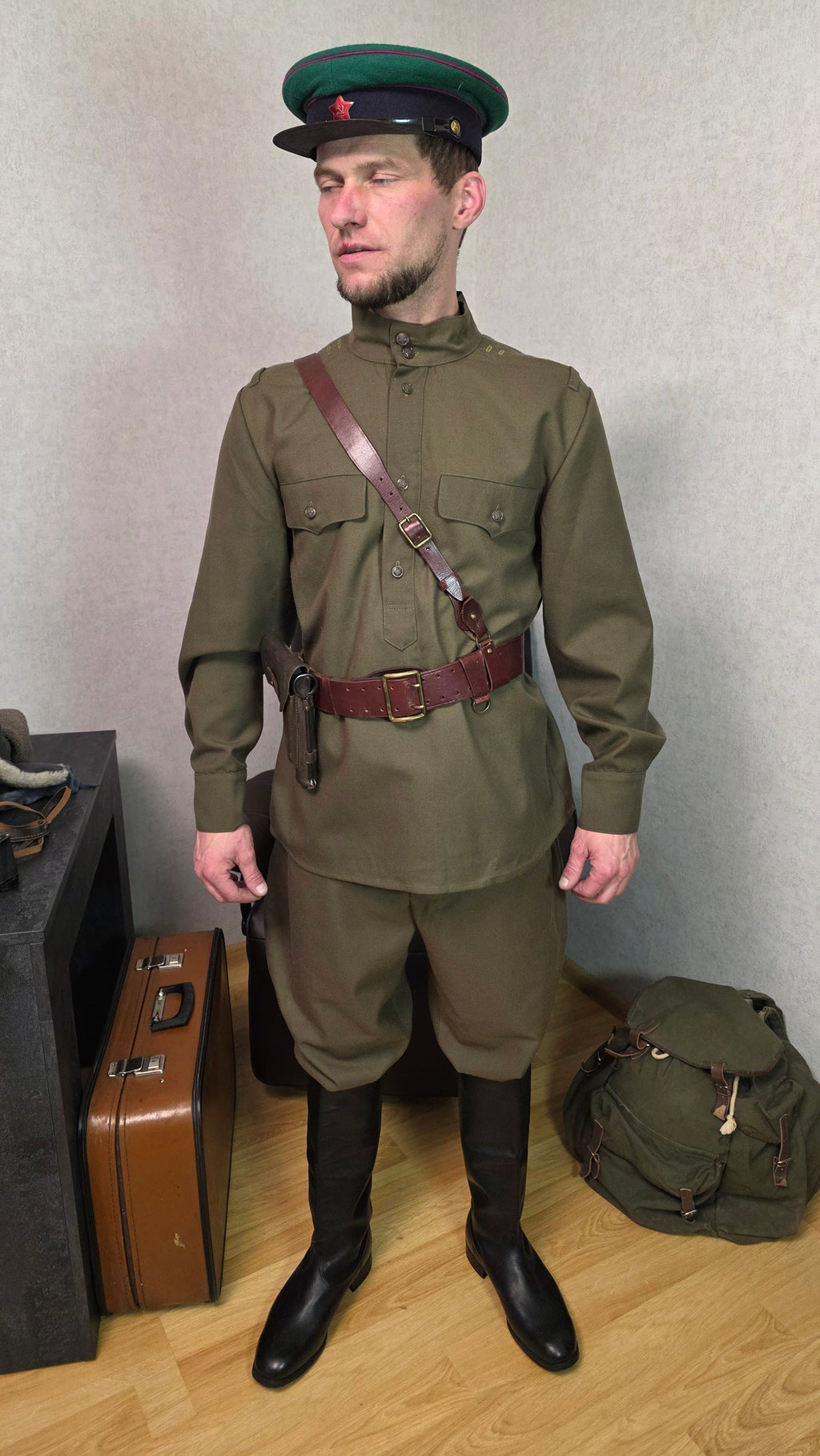 Soviet USSR NKVD Border Troops Officer Kit Gimnasterka Galife Furazhka Belt Set
