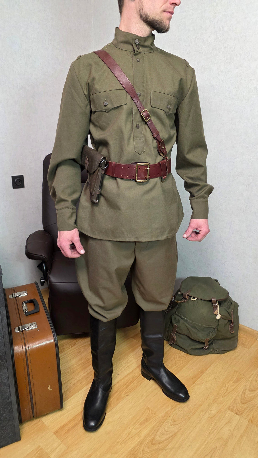 Soviet USSR NKVD Border Troops Officer Kit Gimnasterka Galife Furazhka Belt Set