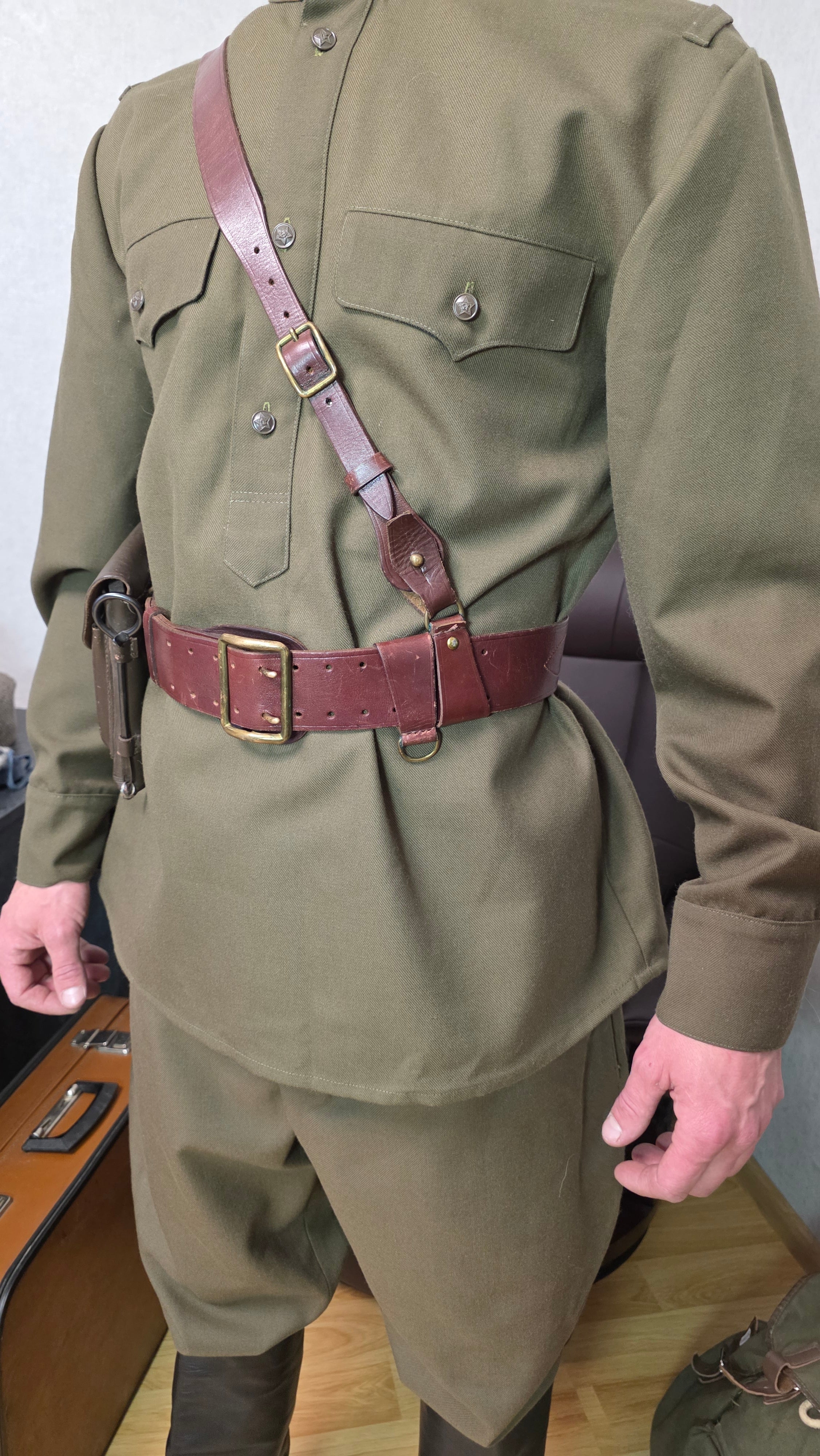 Soviet USSR NKVD Border Troops Officer Kit Gimnasterka Galife Furazhka Belt Set