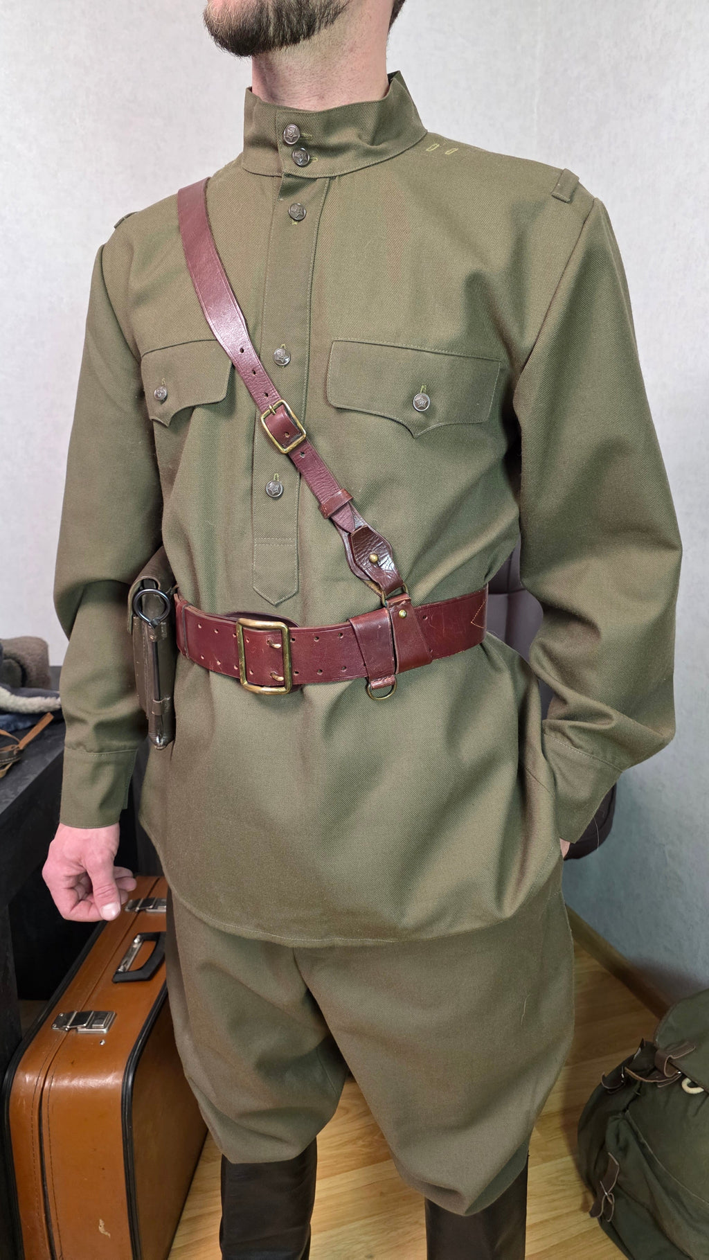 Soviet USSR NKVD Border Troops Officer Kit Gimnasterka Galife Furazhka Belt Set