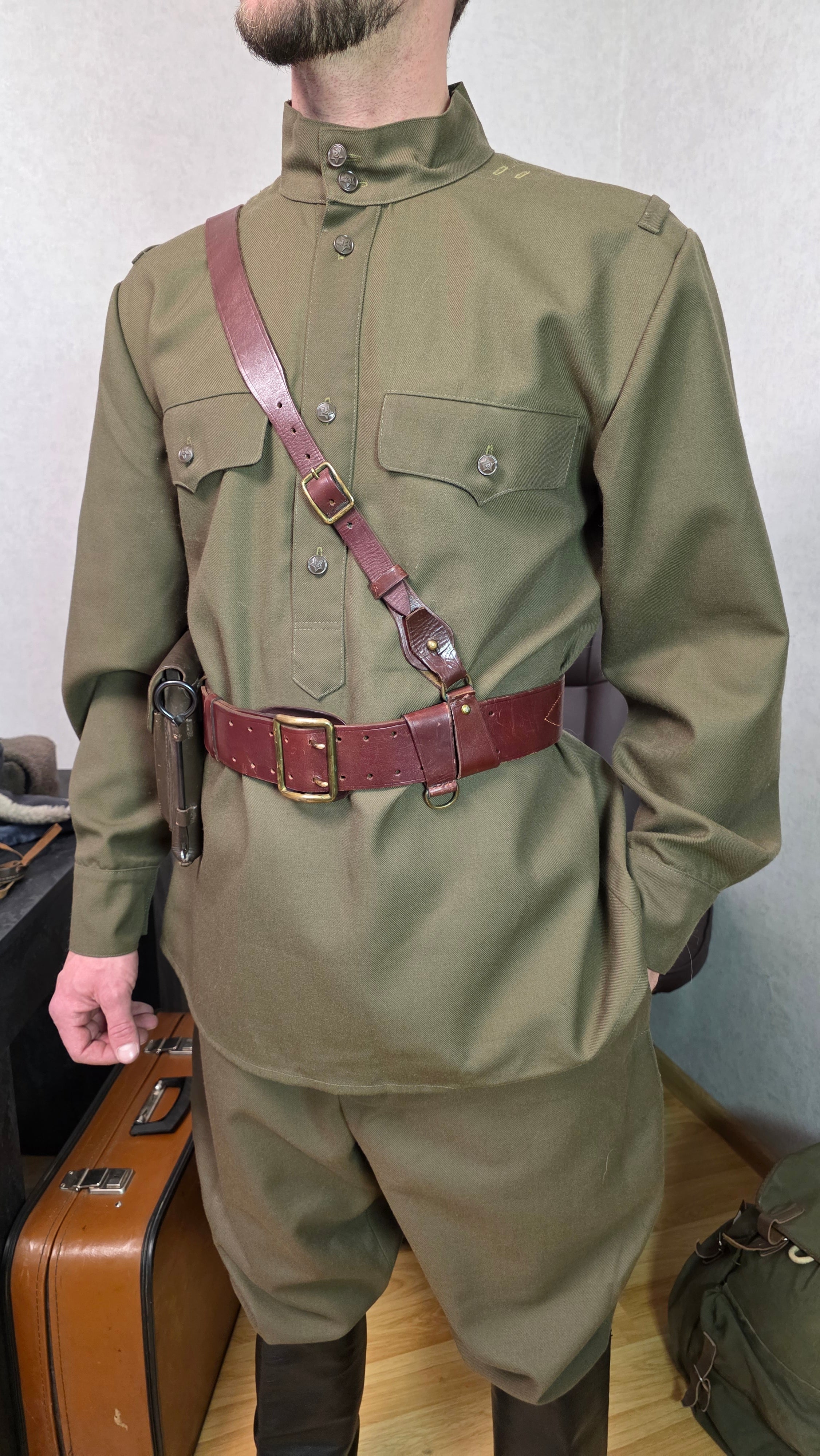 Soviet USSR NKVD Border Troops Officer Kit Gimnasterka Galife Furazhka Belt Set