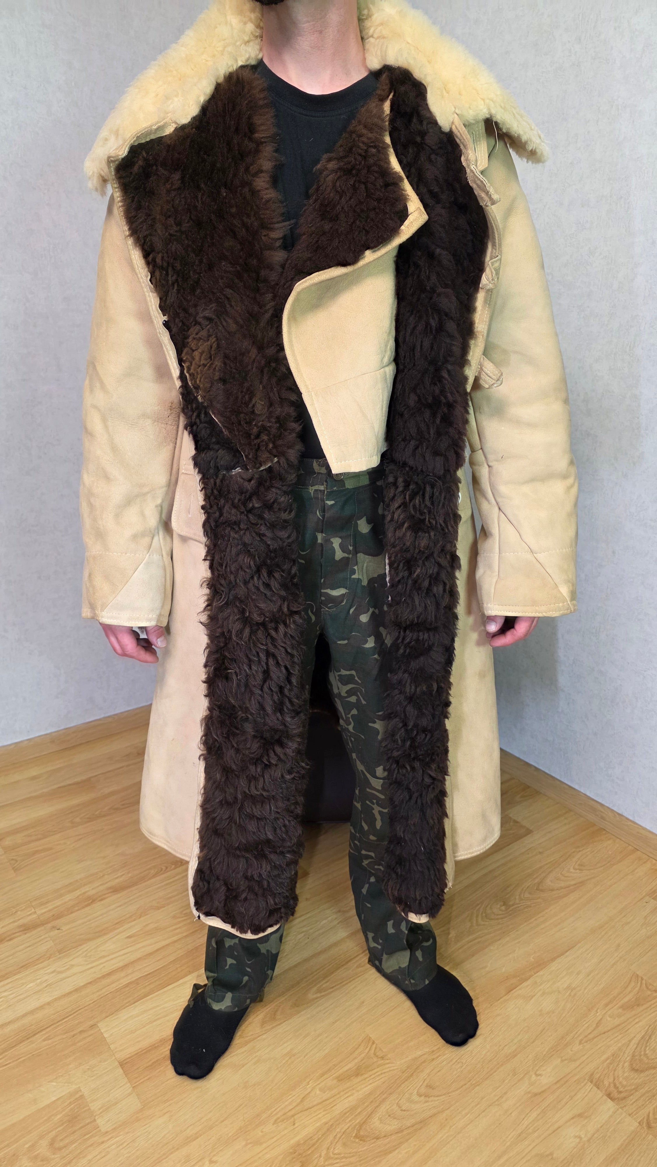 Soviet USSR Officer Sheepskin Coat Tulup High Command Winter Coat Vintage