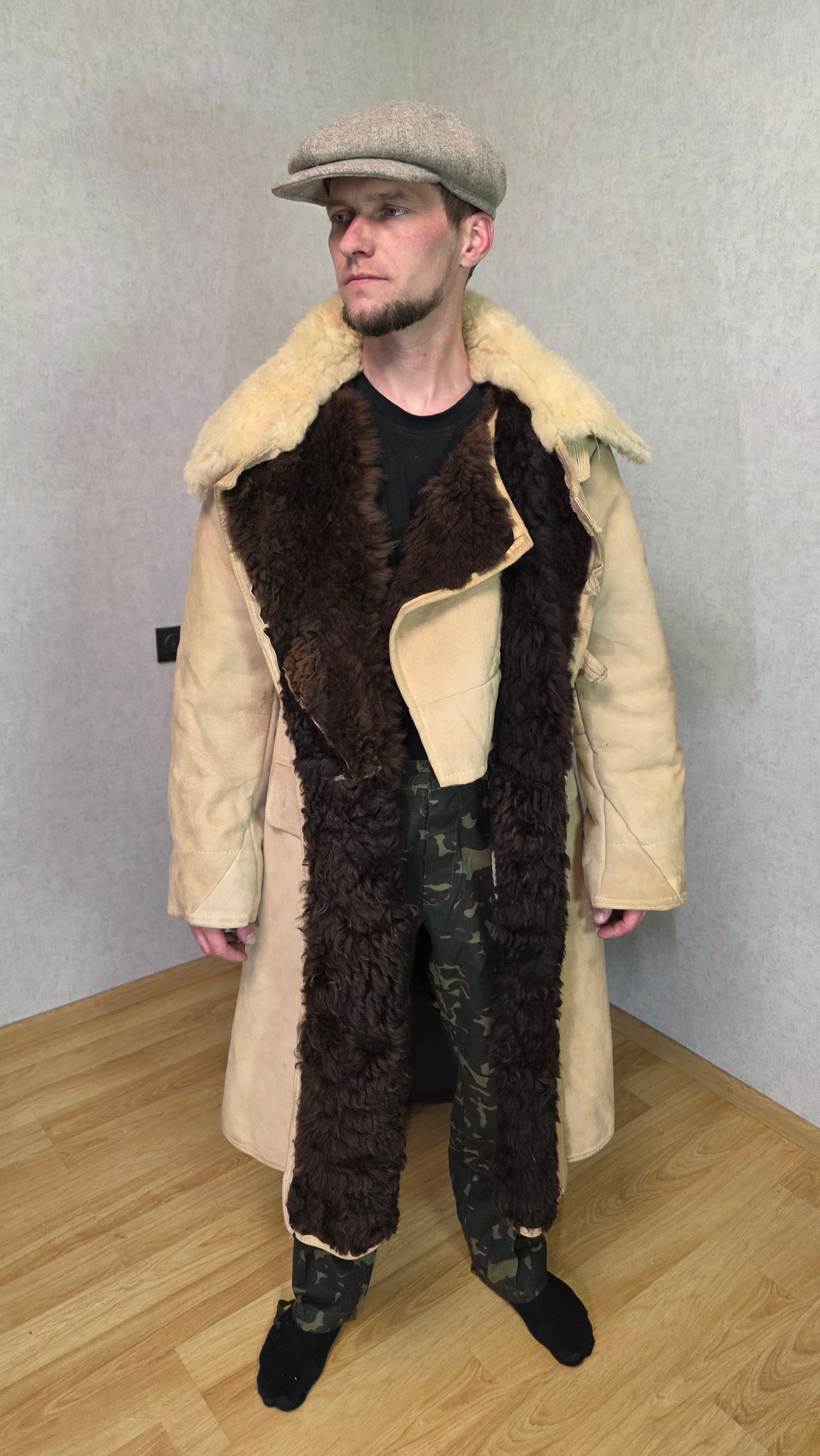 Soviet USSR Officer Sheepskin Coat Tulup High Command Winter Coat Vintage