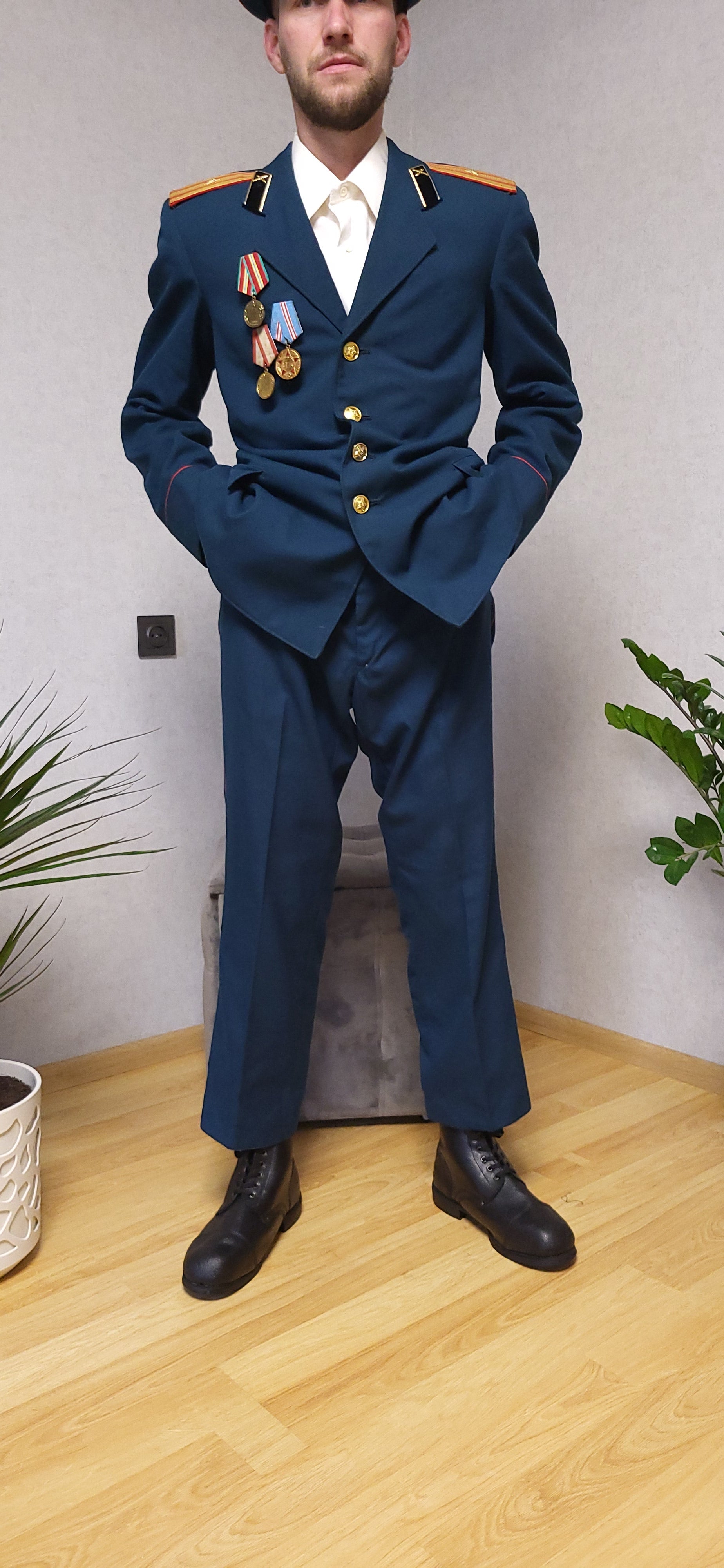 Soviet USSR Parade Uniform Set Turquoise Jacket Trousers Hat Boots