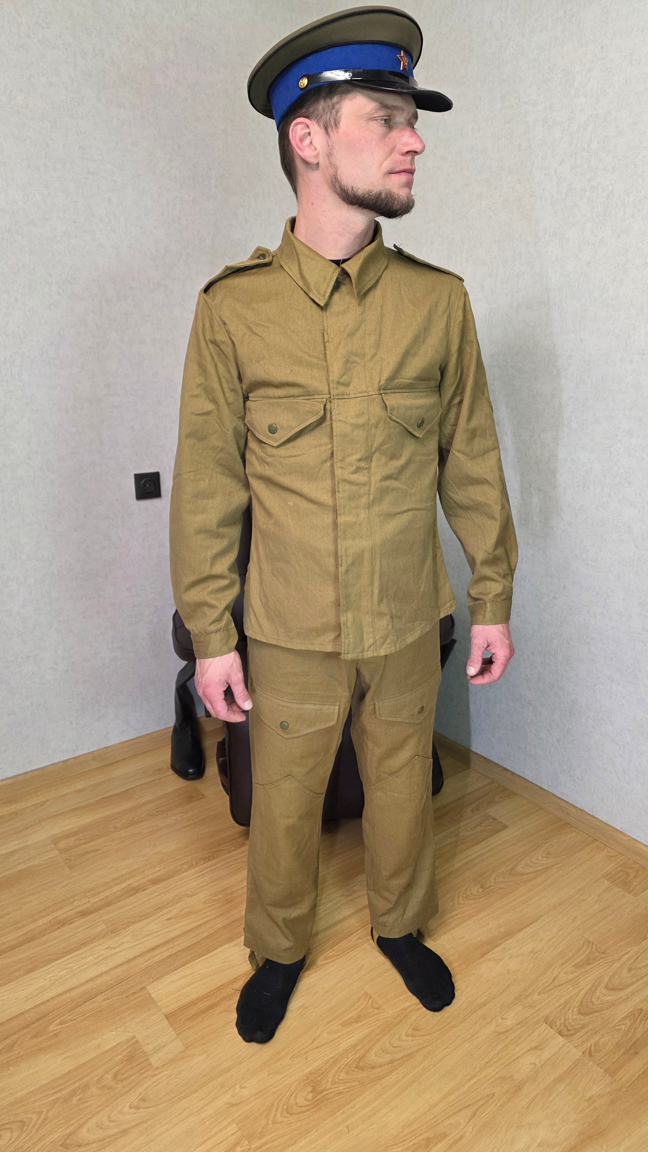 Soviet USSR Tank Crew Summer Suit Sand Color Vintage Set