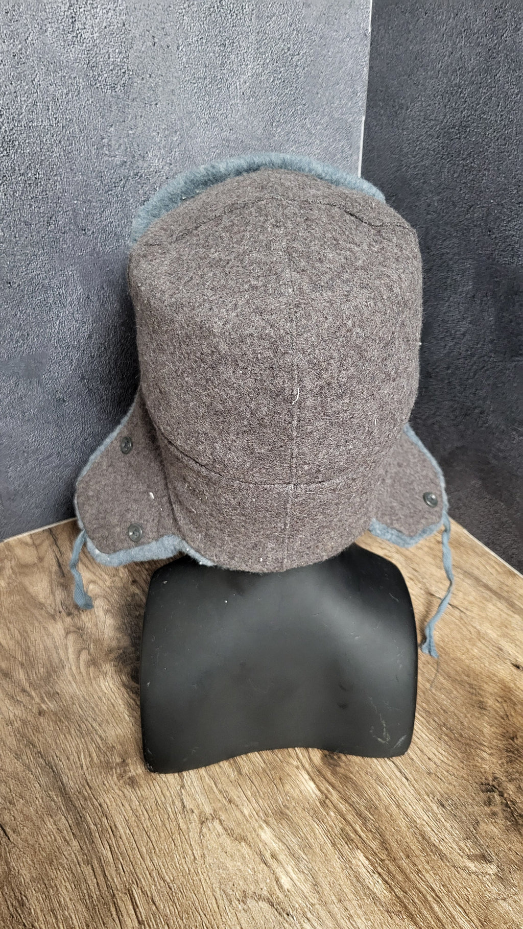 Soviet USSR Ushanka Winter Hat Gray Wool Fur Lined Ear Flap Hat