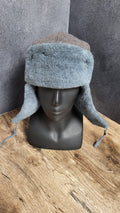Soviet USSR Ushanka Winter Hat Gray Wool Fur Lined Ear Flap Hat