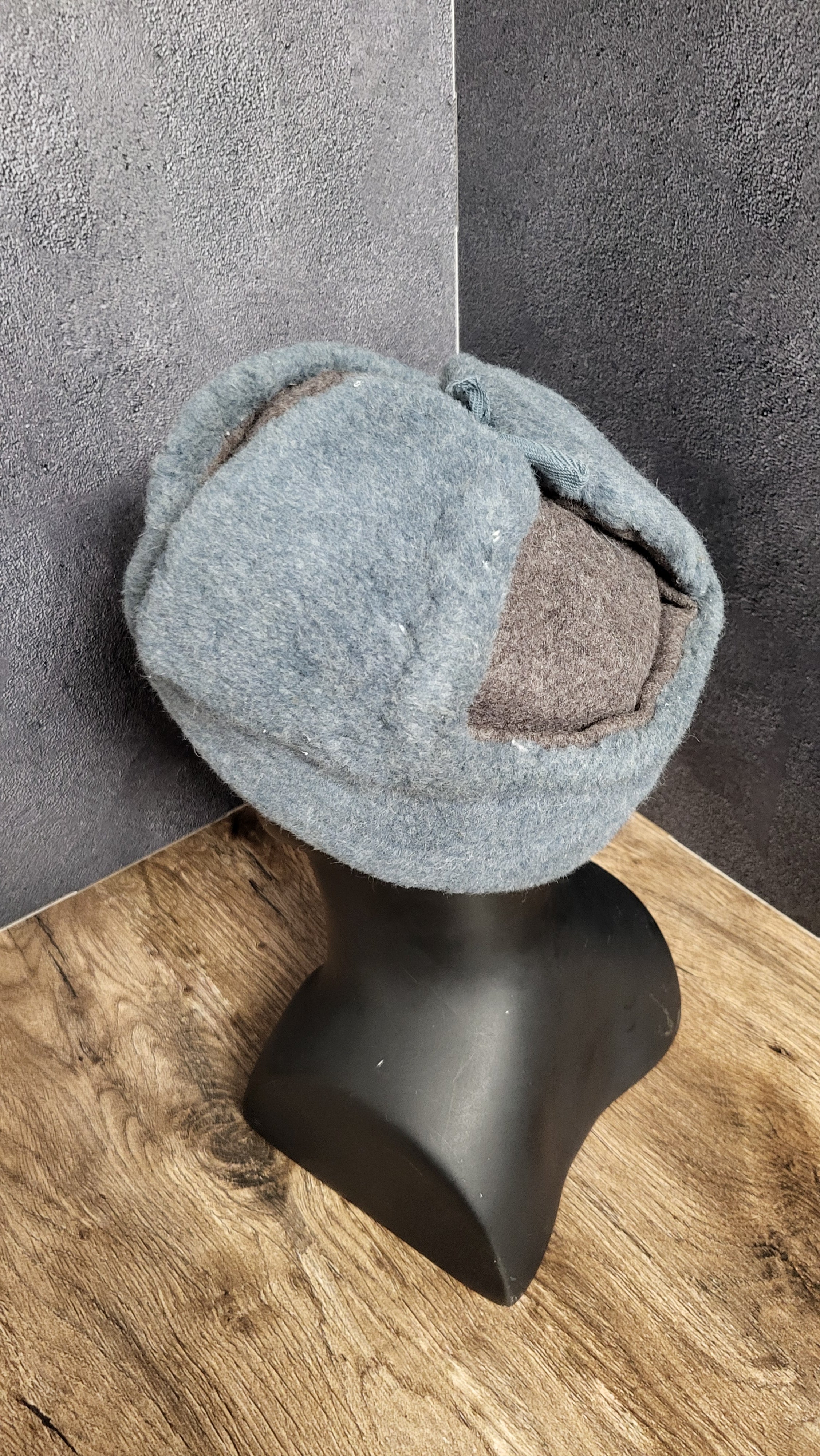 Soviet USSR Ushanka Winter Hat Gray Wool Fur Lined Ear Flap Hat