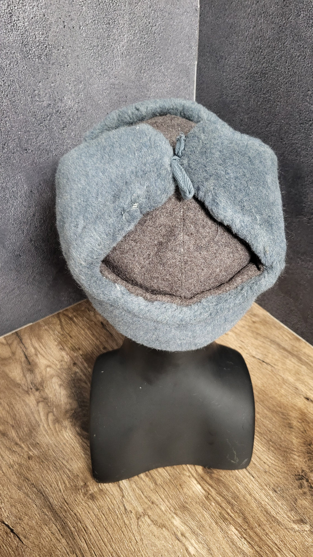 Soviet USSR Ushanka Winter Hat Gray Wool Fur Lined Ear Flap Hat