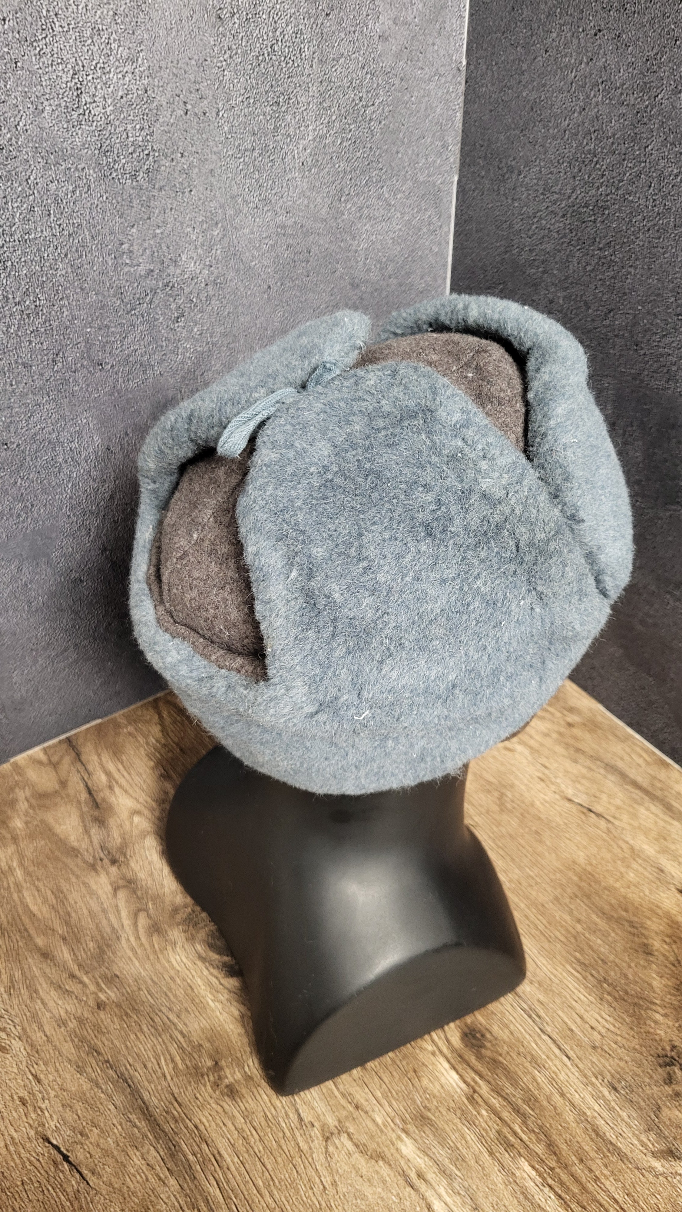 Soviet USSR Ushanka Winter Hat Gray Wool Fur Lined Ear Flap Hat