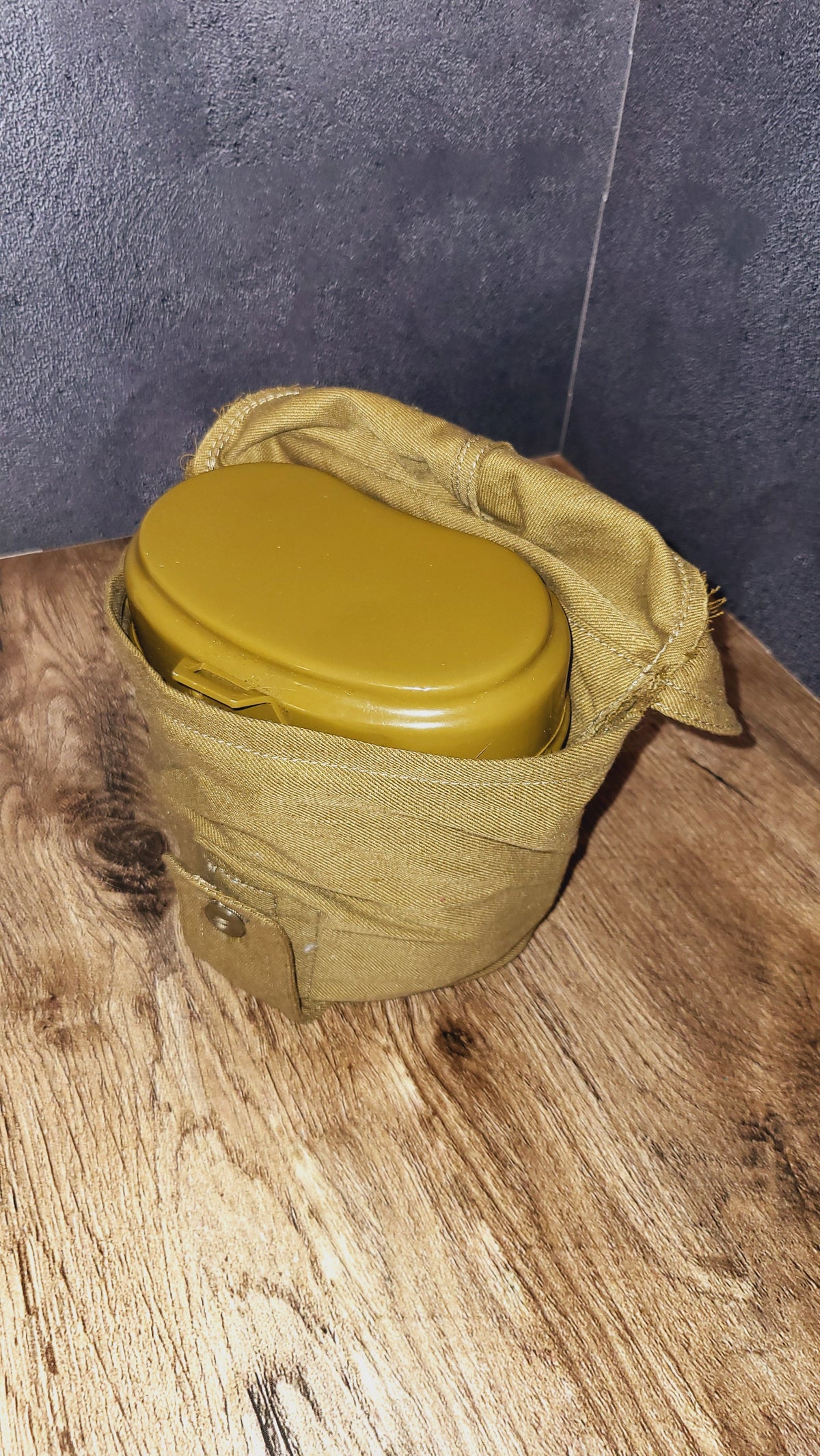 Soviet USSR Vintage Aluminum Mess Kit Cooking Pot with Canvas Cover