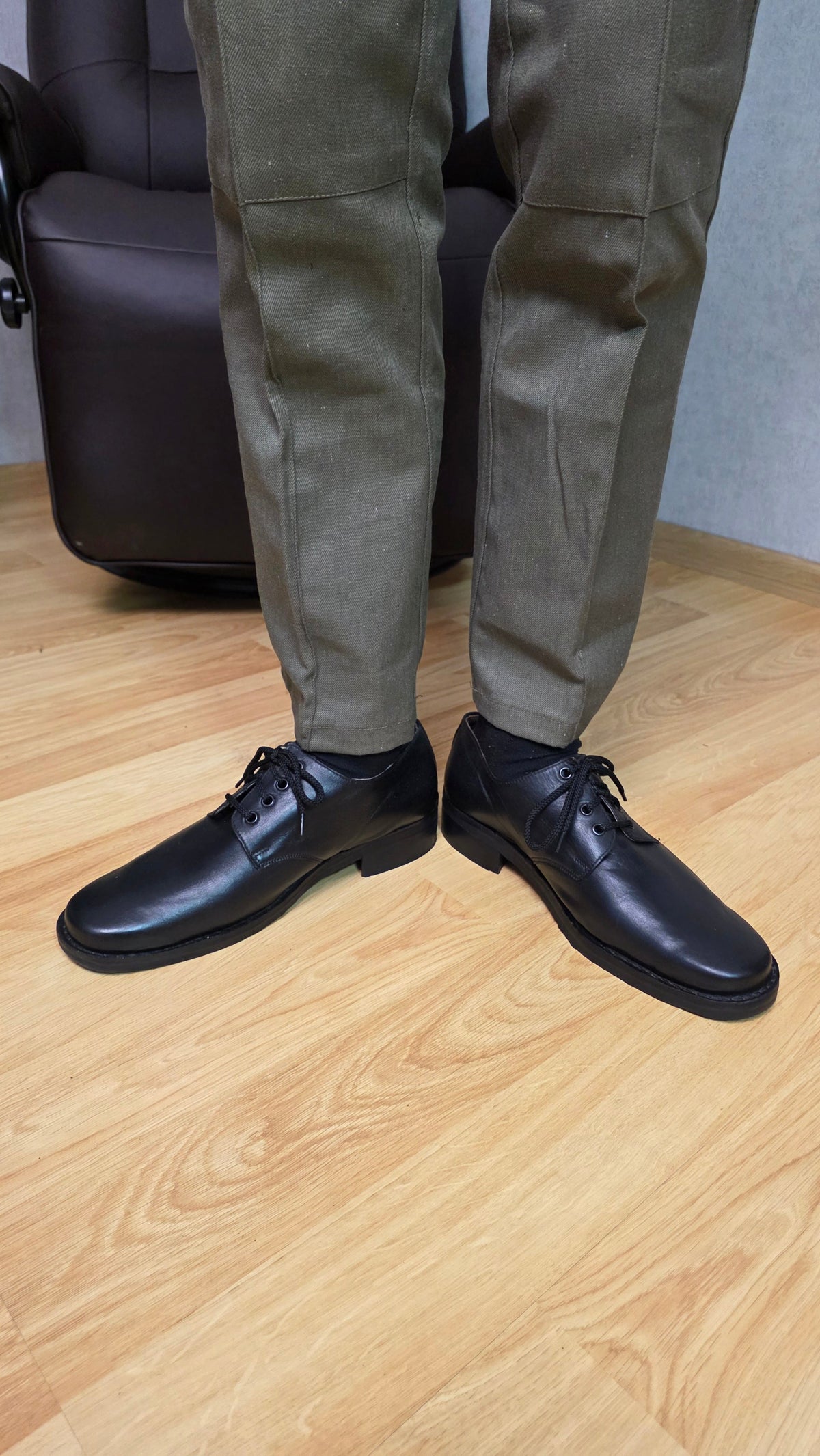 Soviet USSR Vintage Black Officer Dress Shoes Chrome Leather Classic Footwear