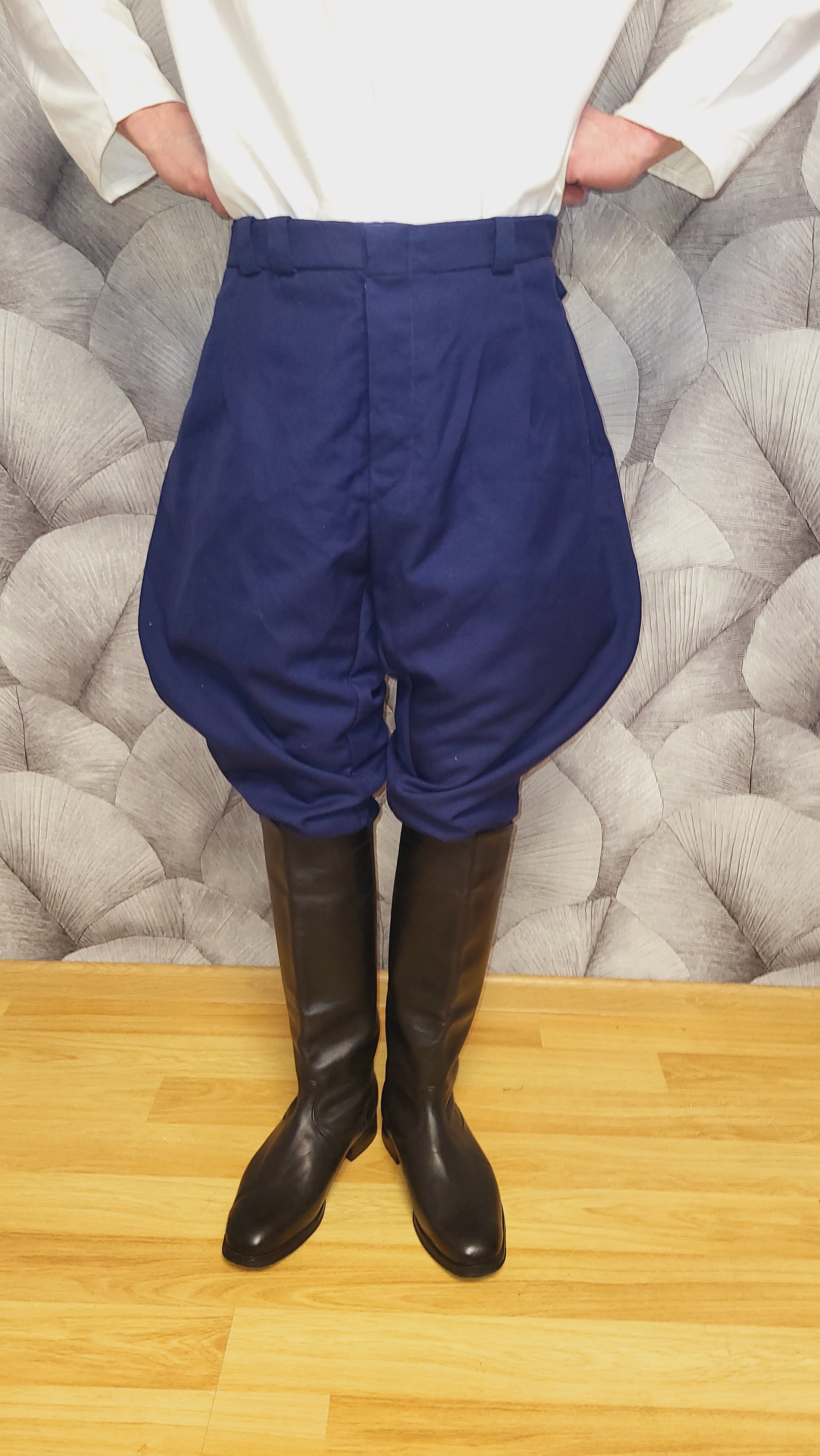 Vintage Soviet USSR Blue Wool Blend Breeches