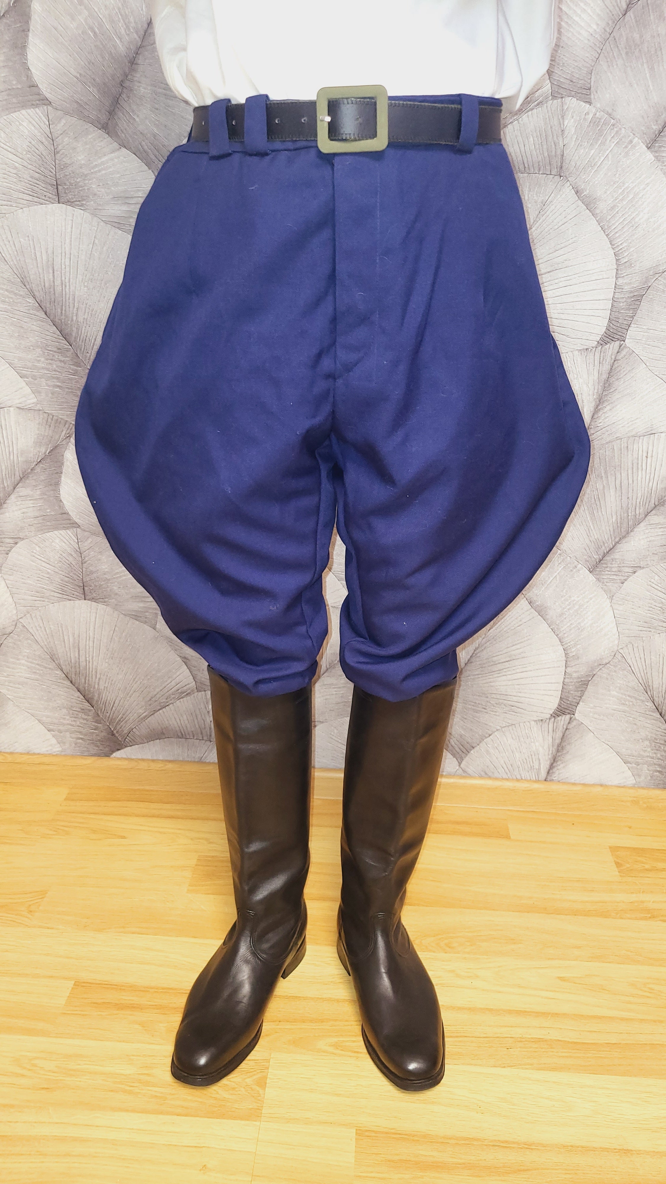 Vintage Soviet USSR Blue Wool Blend Breeches