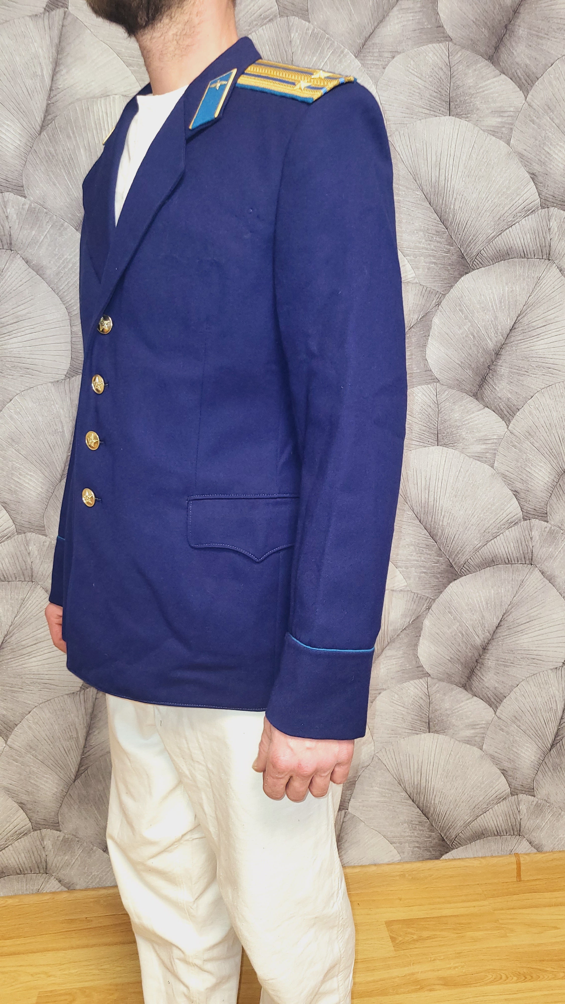 Vintage Soviet Pilot Dress Jacket Wool-Blend with Epaulettes