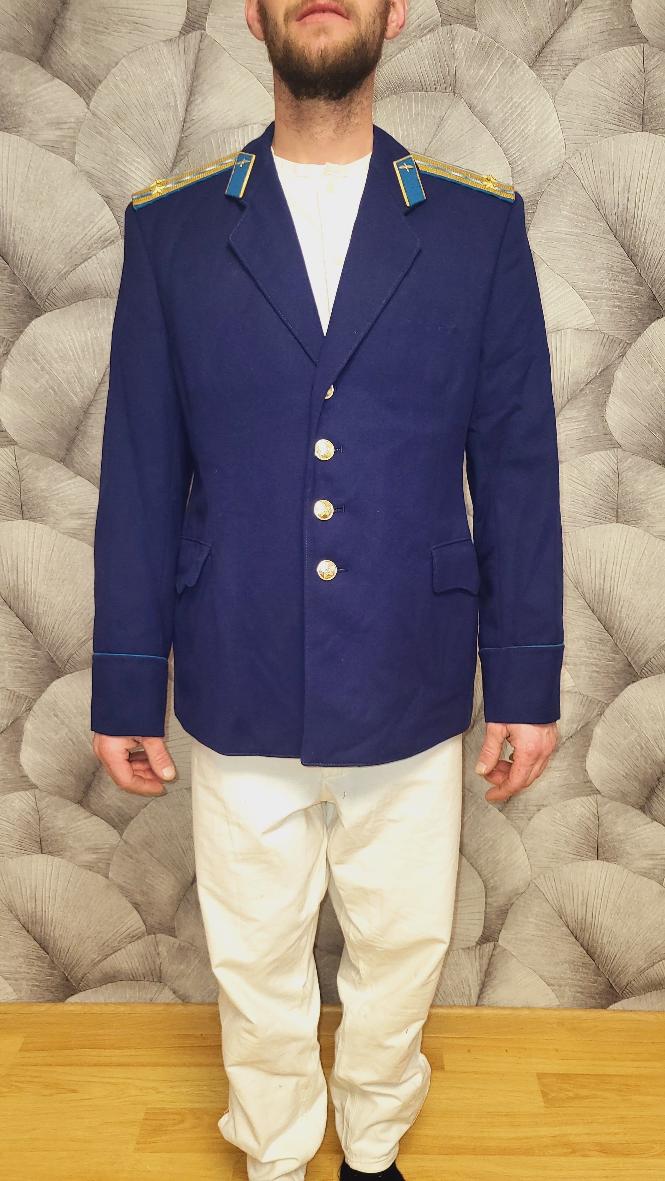 Vintage Soviet Pilot Dress Jacket Wool-Blend with Epaulettes