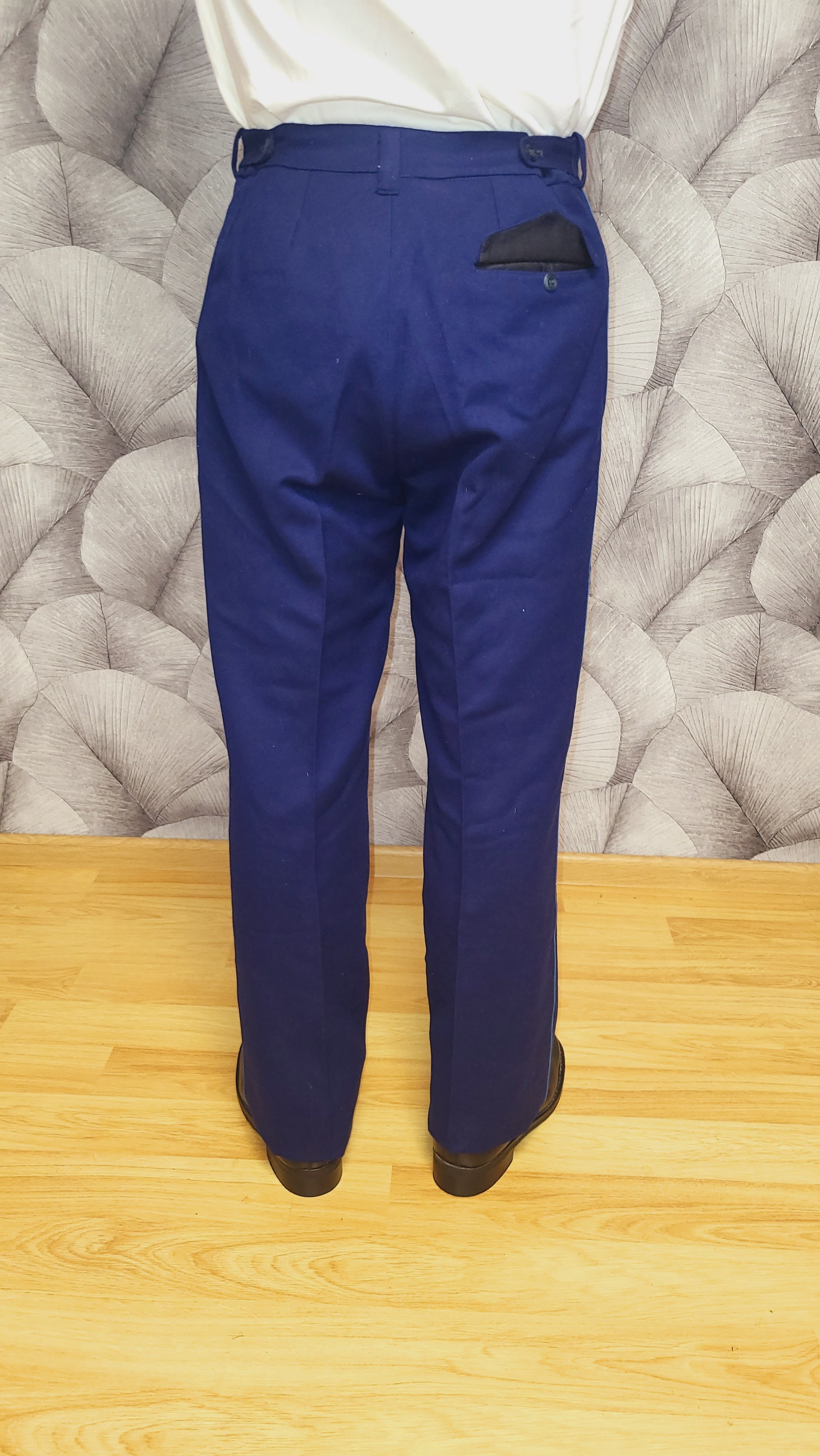 Vintage Blue Wool-Blend Pilot Trousers Soviet Air Force USSR