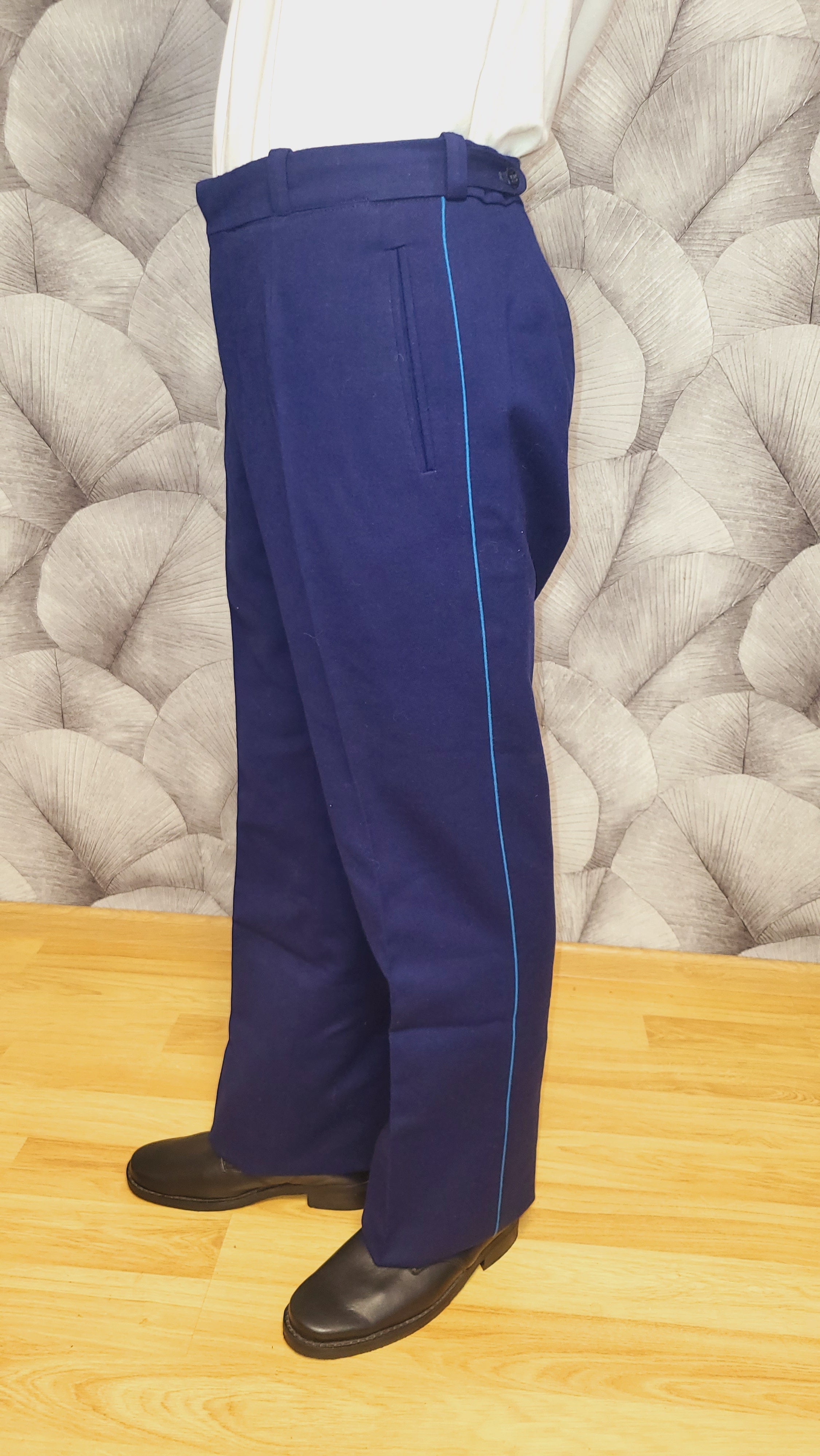 Vintage Blue Wool-Blend Pilot Trousers Soviet Air Force USSR