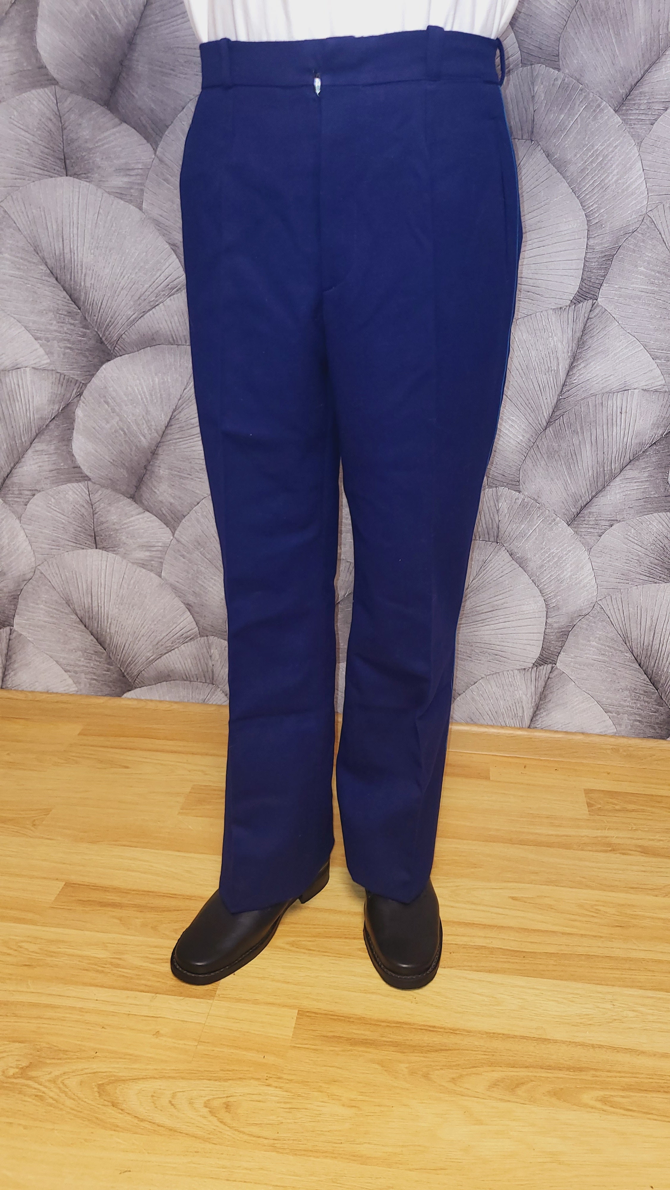 Vintage Blue Wool-Blend Pilot Trousers Soviet Air Force USSR