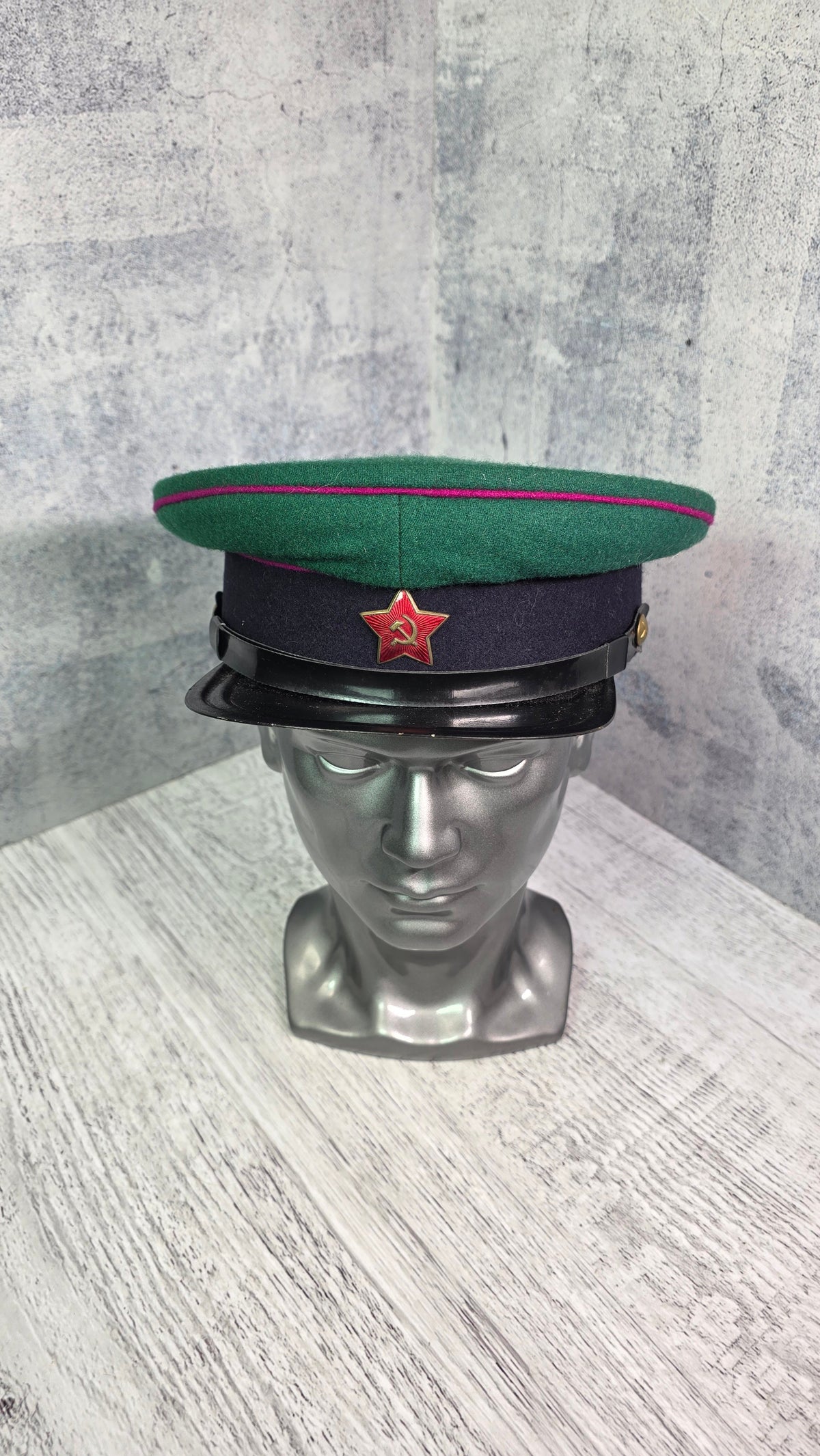 Soviet USSR Vintage Border Guard Visor Cap Green Collector Headwear