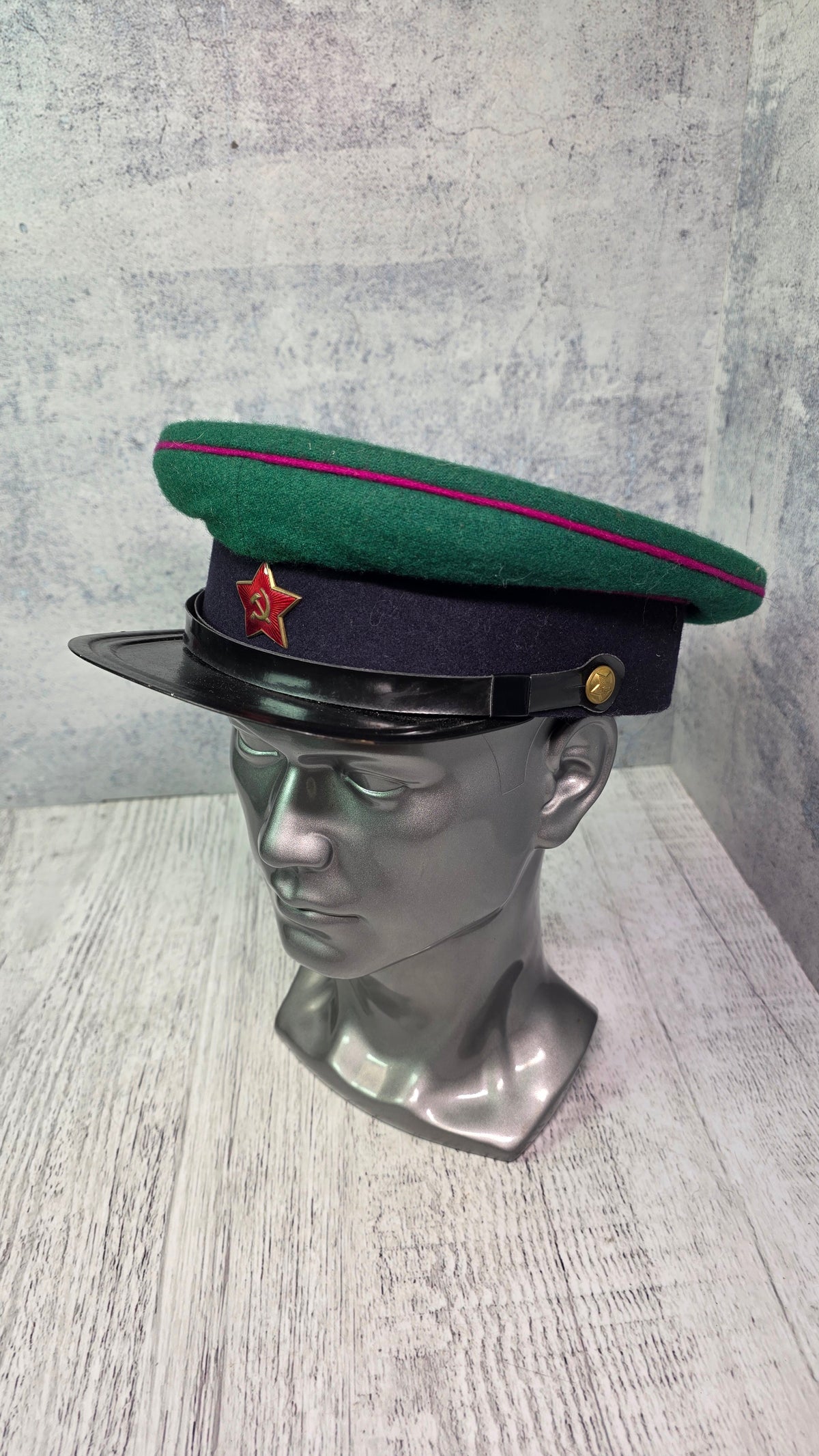 Soviet USSR Vintage Border Guard Visor Cap Green Collector Headwear