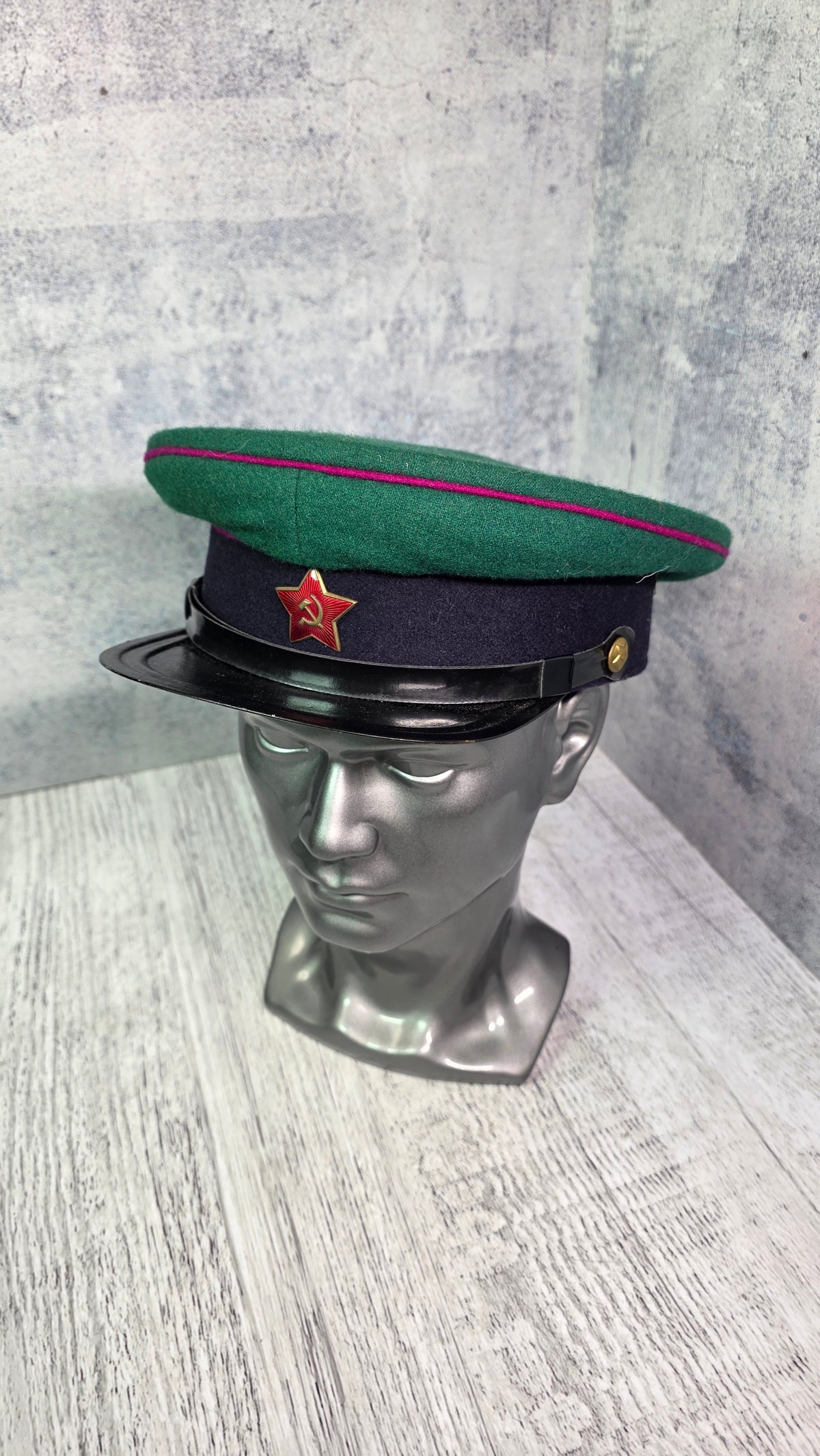 Soviet USSR Vintage Border Guard Visor Cap Green Collector Headwear