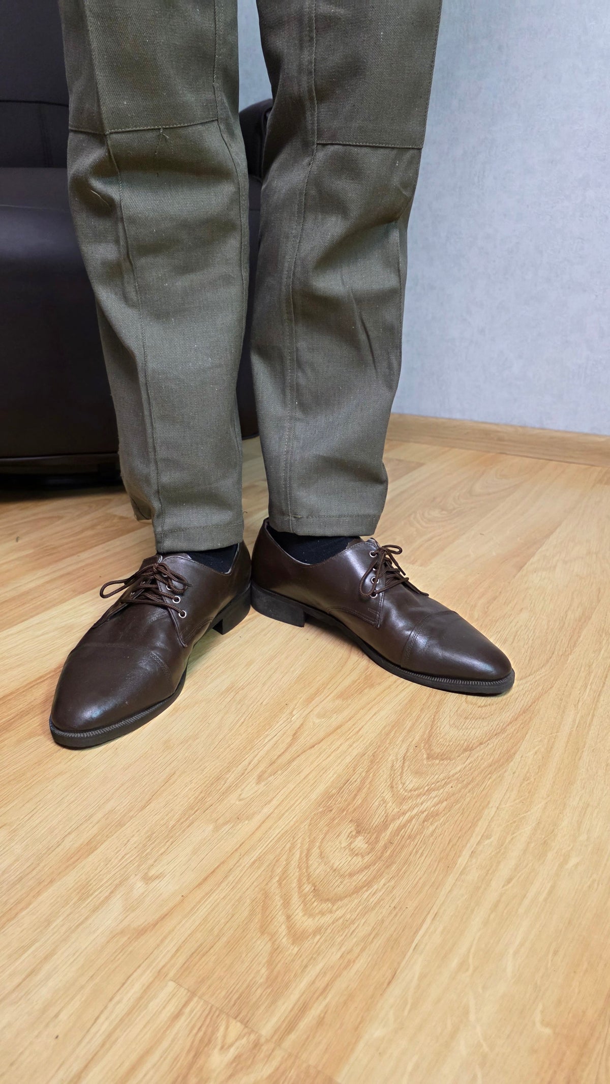 Soviet USSR Vintage Brown Officer Dress Shoes Chrome Leather Classic Footwear