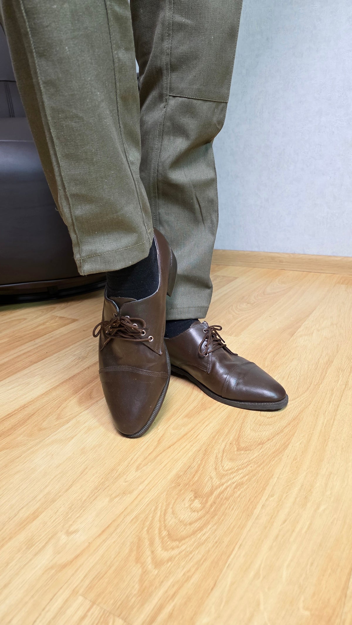 Soviet USSR Vintage Brown Officer Dress Shoes Chrome Leather Classic Footwear