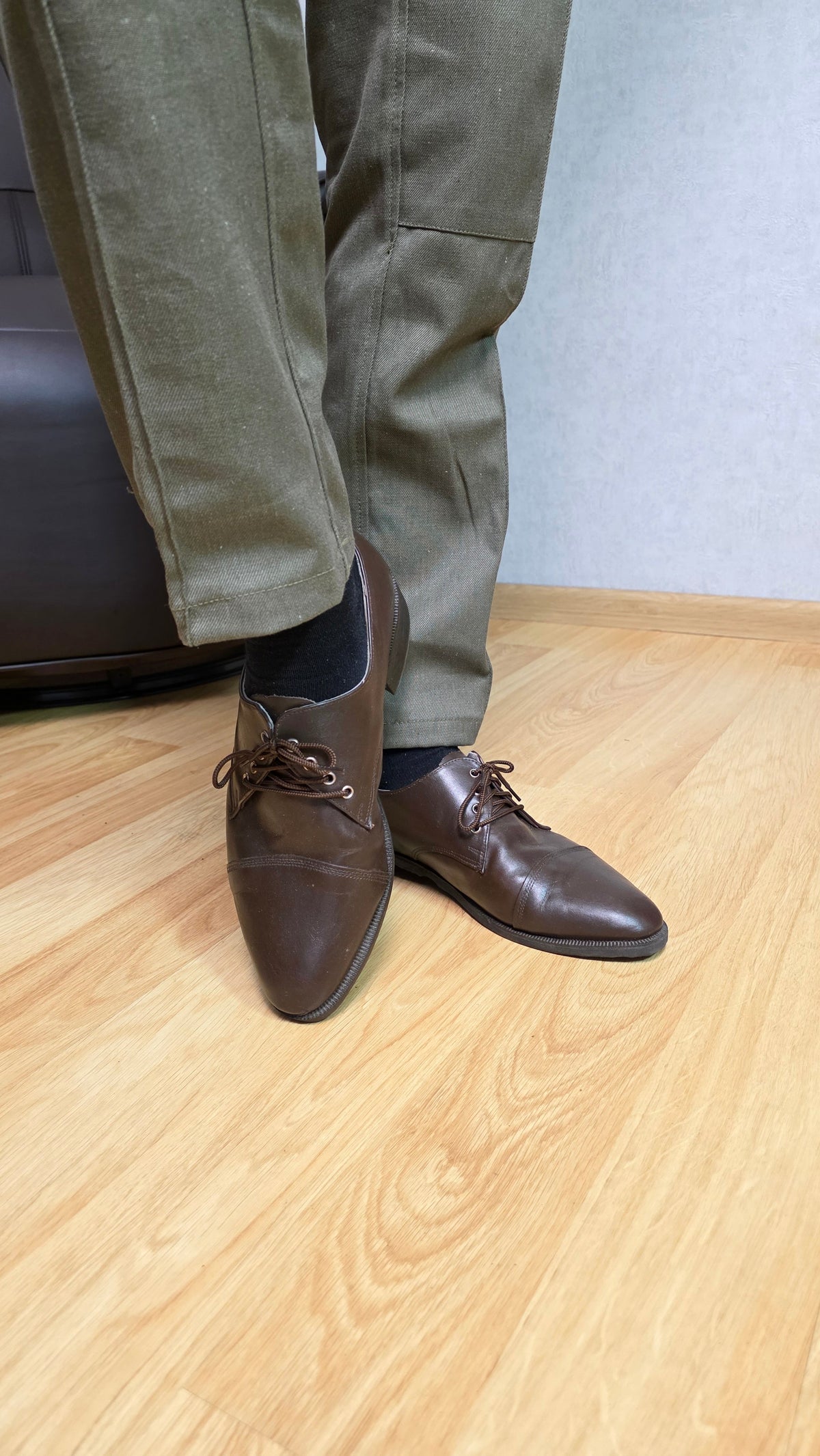 Soviet USSR Vintage Brown Officer Dress Shoes Chrome Leather Classic Footwear