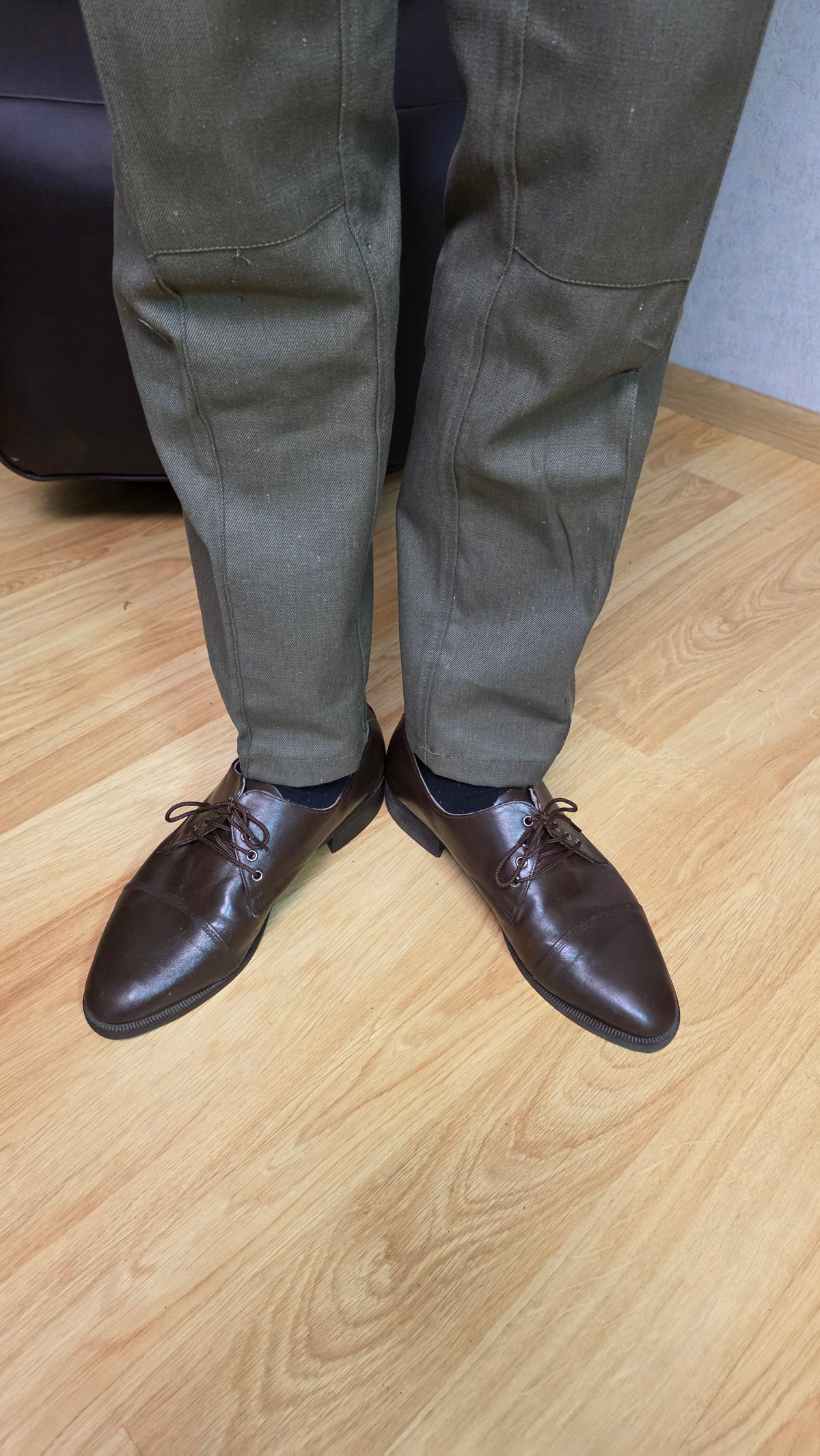 Soviet USSR Vintage Brown Officer Dress Shoes Chrome Leather Classic Footwear