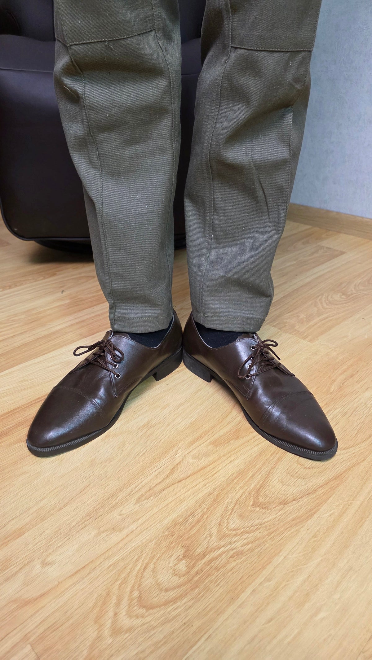 Soviet USSR Vintage Brown Officer Dress Shoes Chrome Leather Classic Footwear