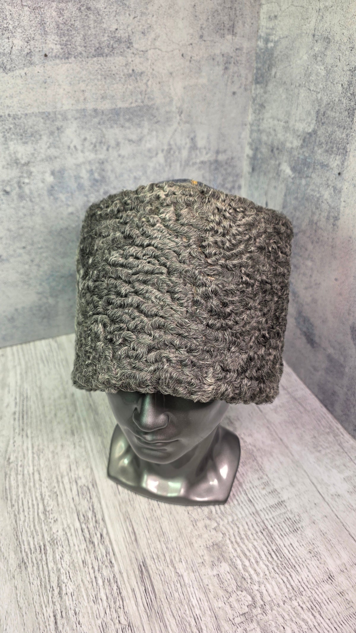 Soviet USSR Vintage Colonel Papakha Karakul Fur Hat Winter Officer Headwear