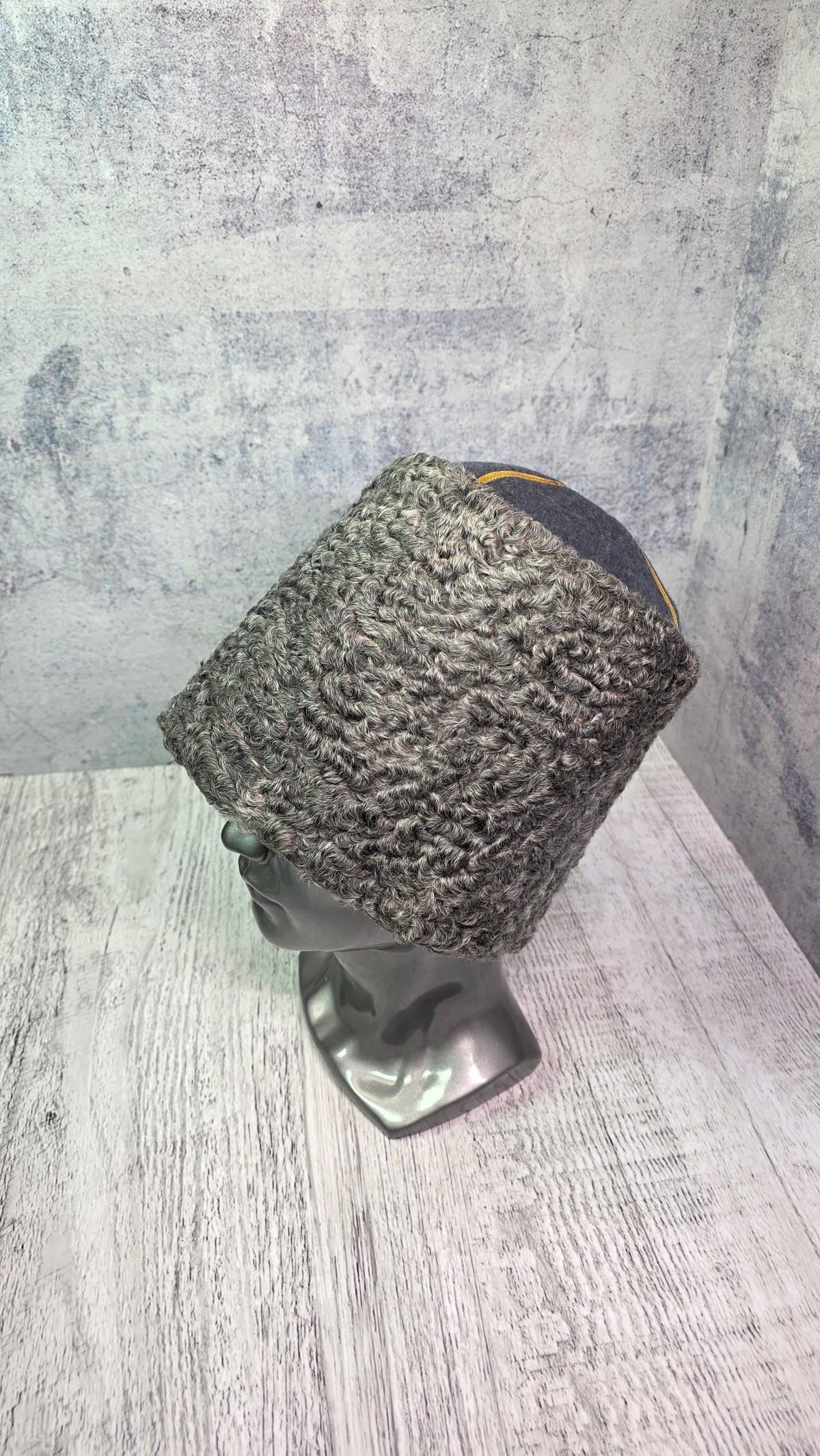Soviet USSR Vintage Colonel Papakha Karakul Fur Hat Winter Officer Headwear