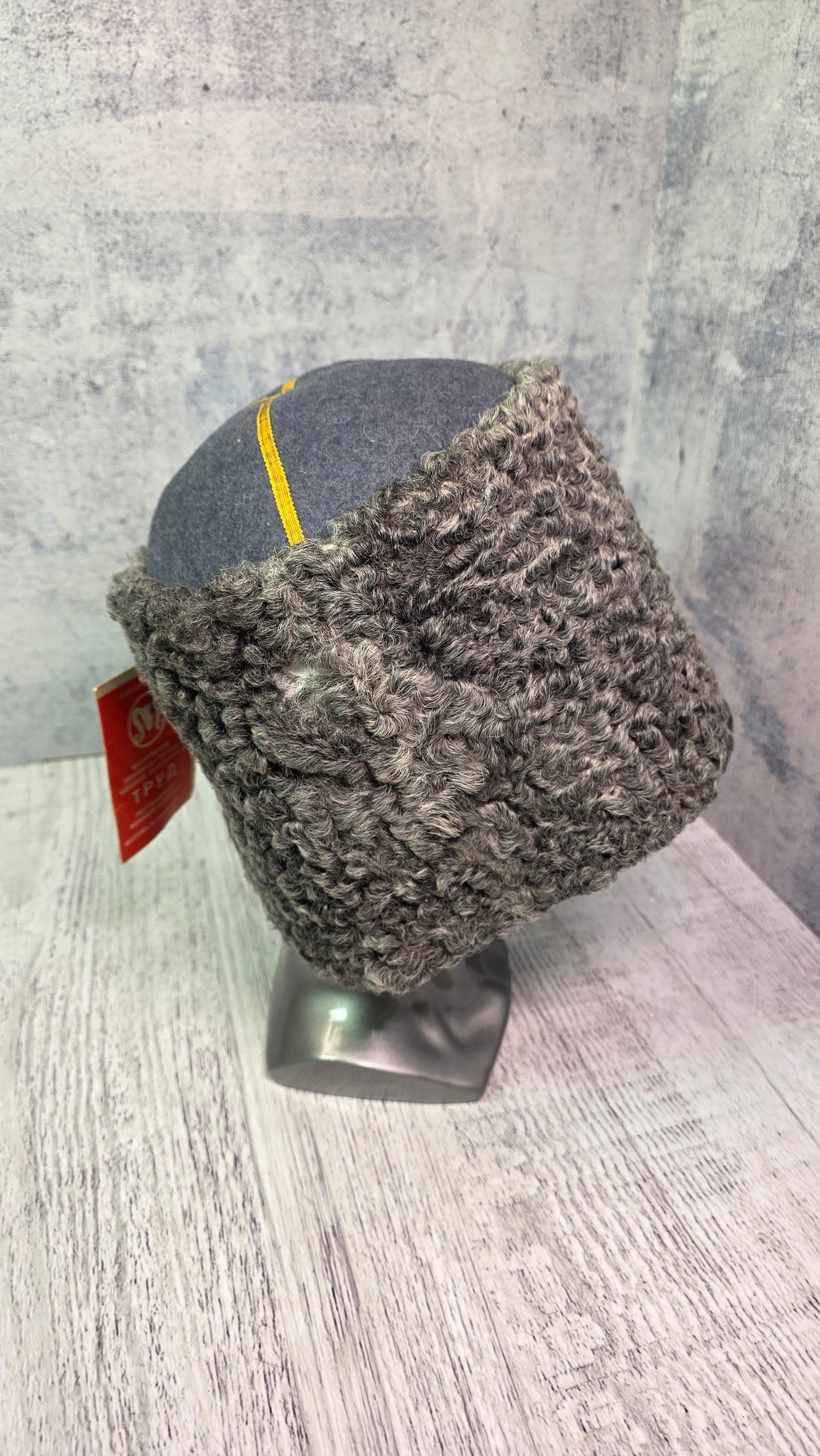 Soviet USSR Vintage Colonel Papakha Karakul Fur Hat Winter Officer Headwear