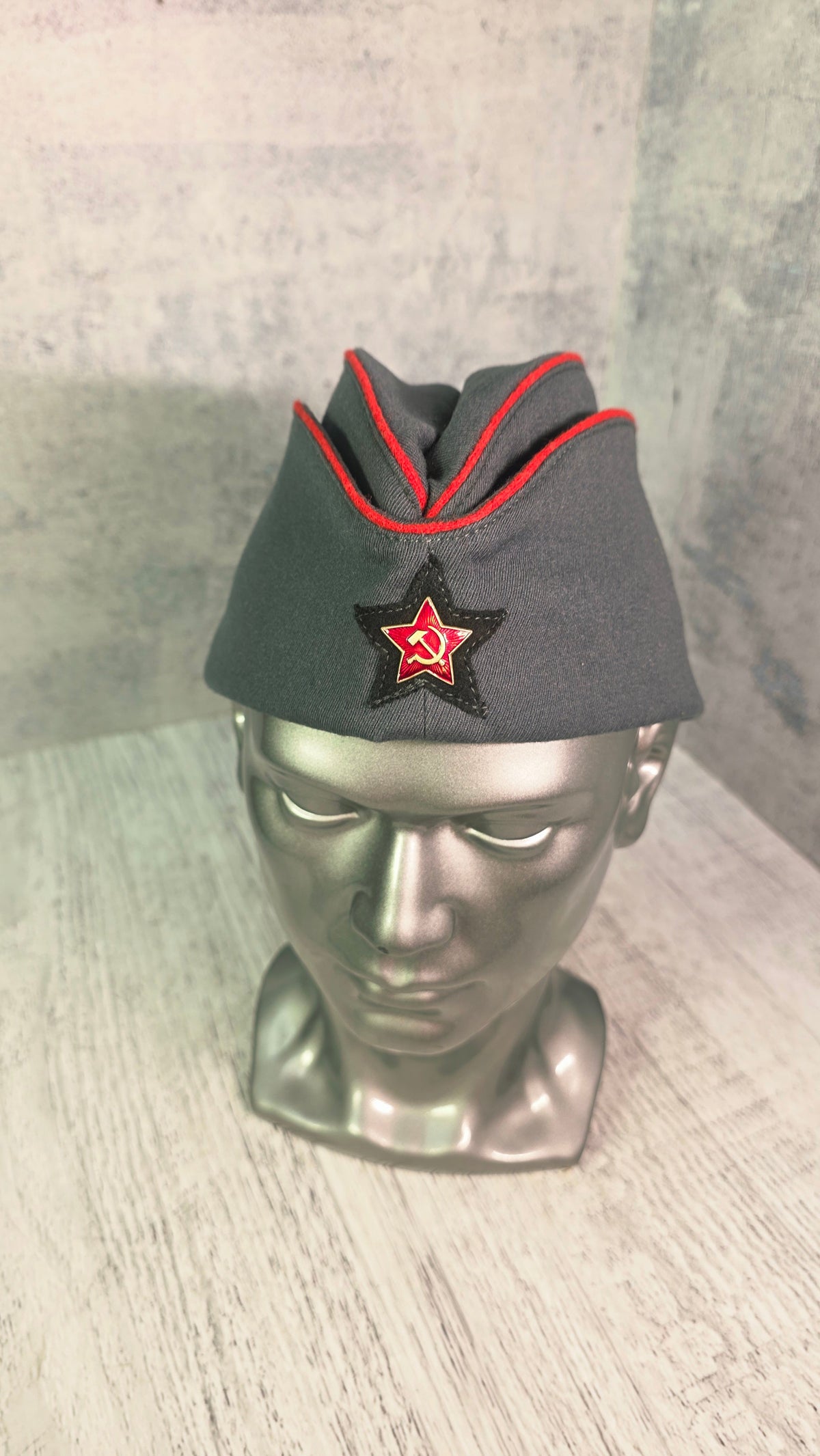 Soviet USSR Vintage Gray Pilotka Cap 1935 Pattern Cotton Heritage Side Hat