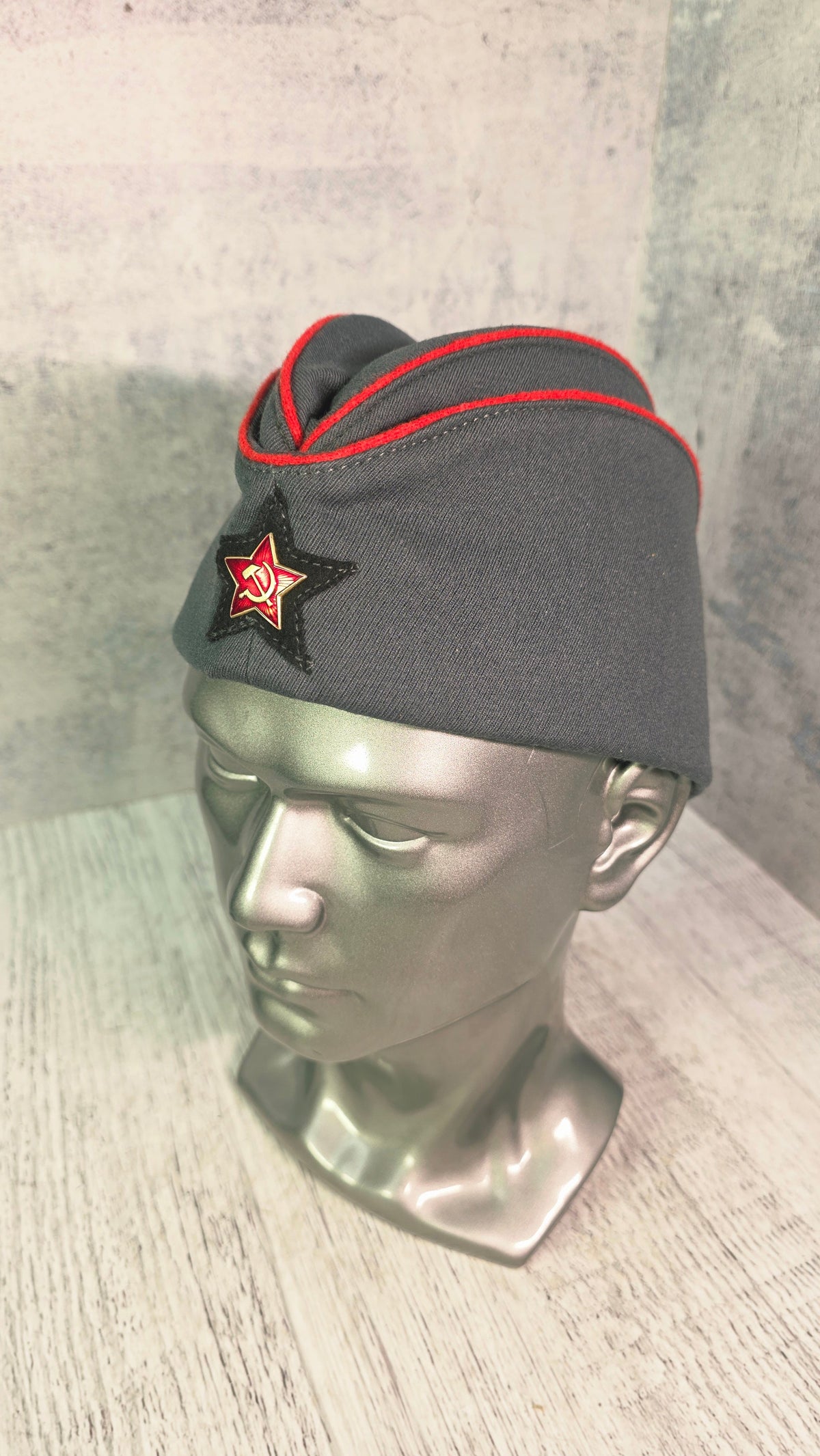 Soviet USSR Vintage Gray Pilotka Cap 1935 Pattern Cotton Heritage Side Hat