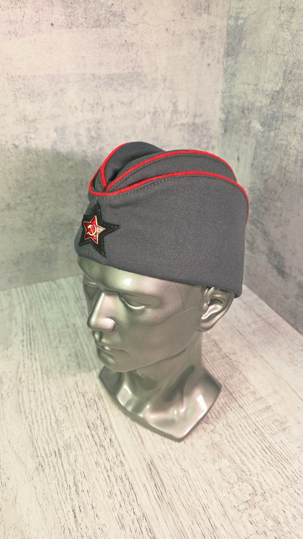 Soviet USSR Vintage Gray Pilotka Cap 1935 Pattern Cotton Heritage Side Hat