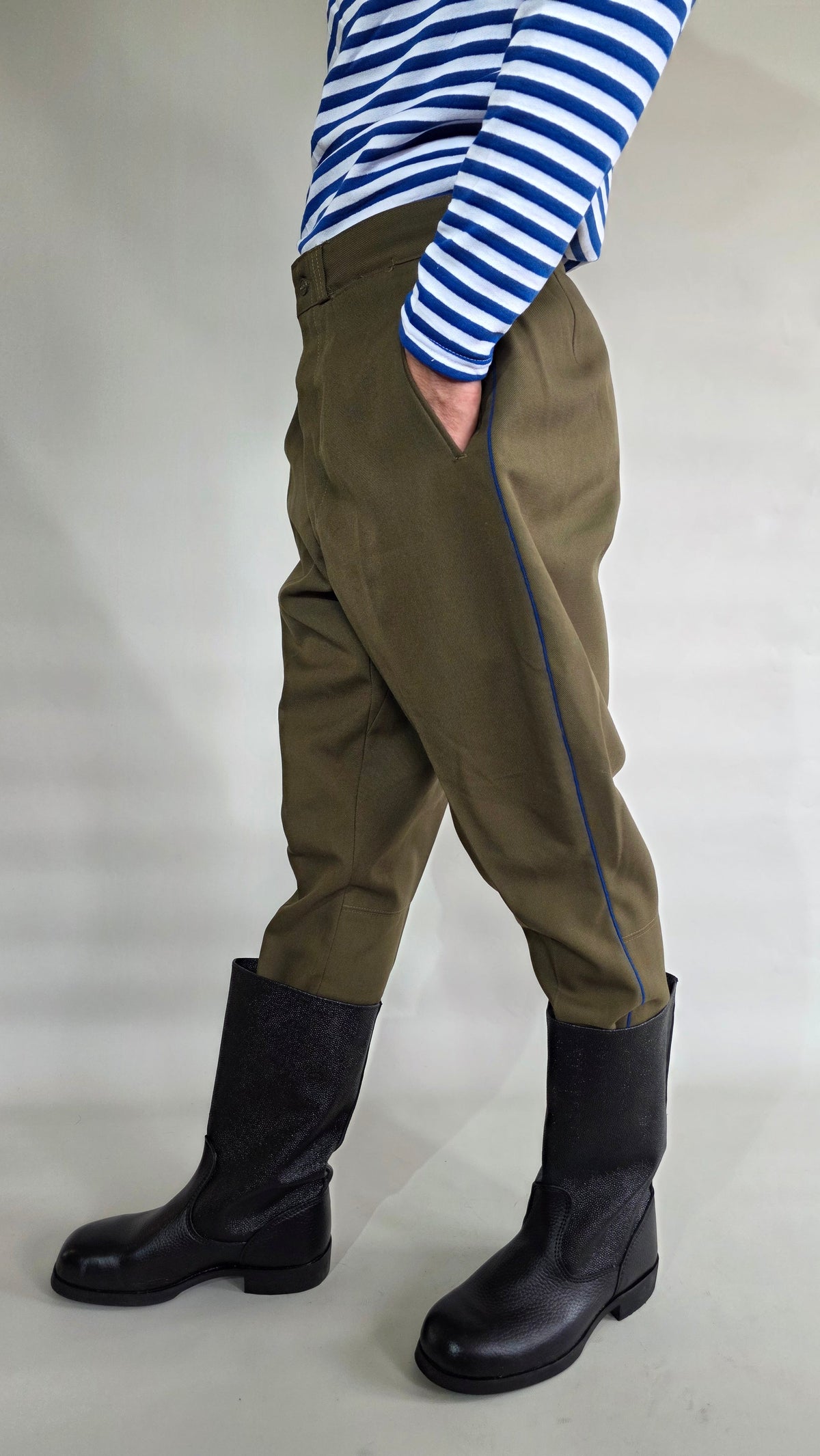 Soviet USSR Vintage KGB Breeches Gallife Blue Piping Classic Uniform Trousers